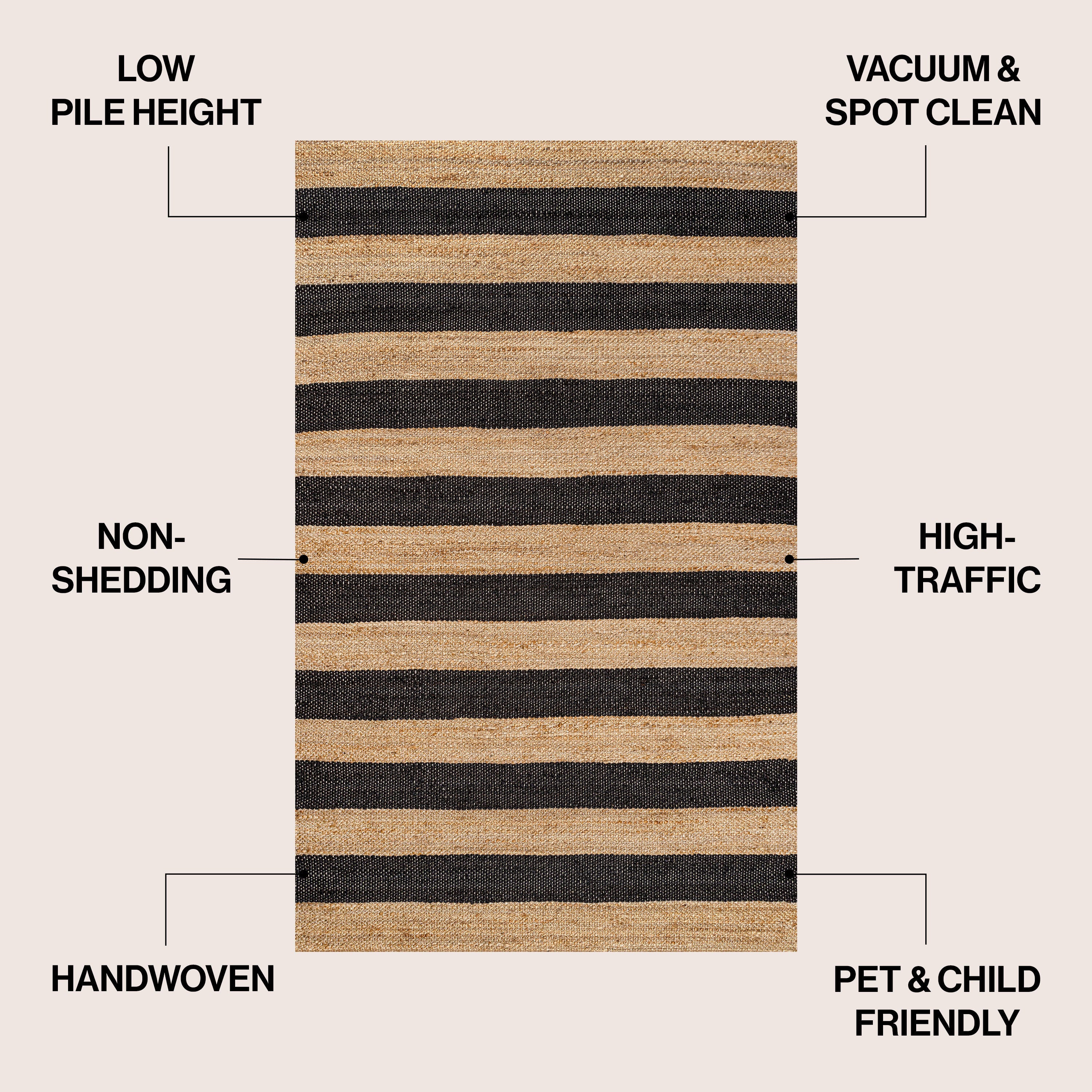 JONATHAN Y Jayden 8' x 10' Area Rug, Natural/Black, large