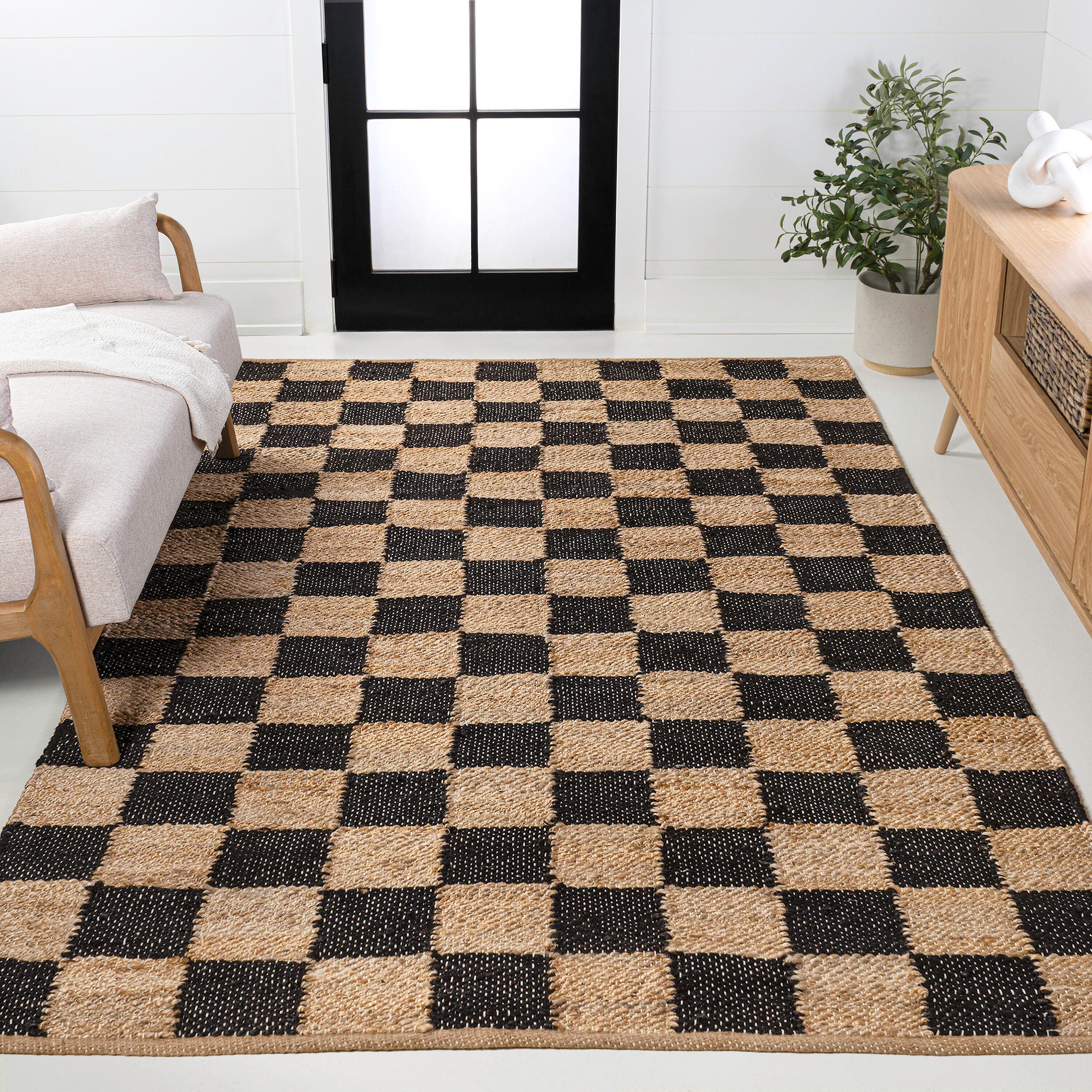 JONATHAN Y Theo 5' x 8' Area Rug, Natural/Black, rollover