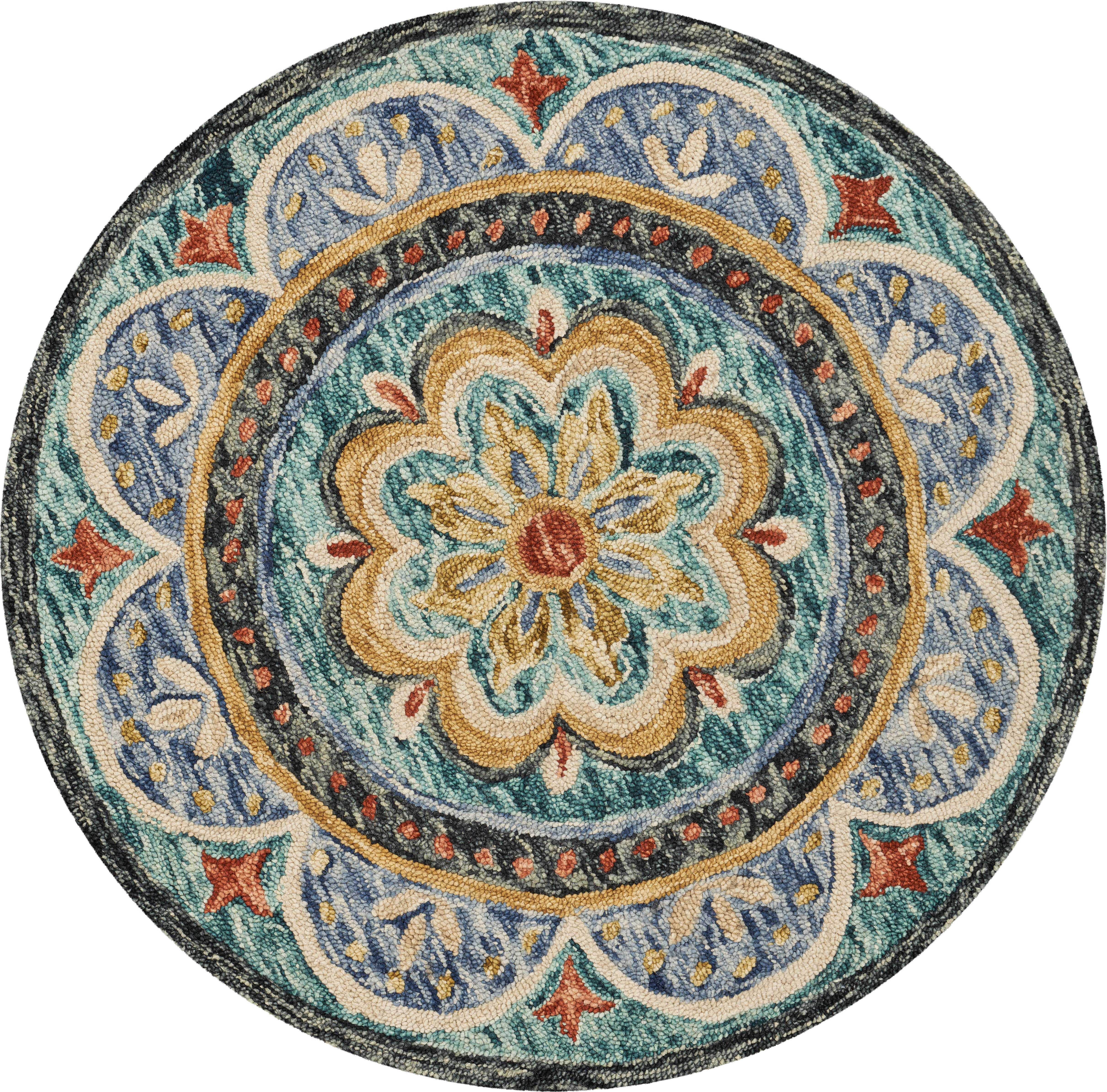 LR Home Dahlia 6' x 6' Area Rug, Blue, large