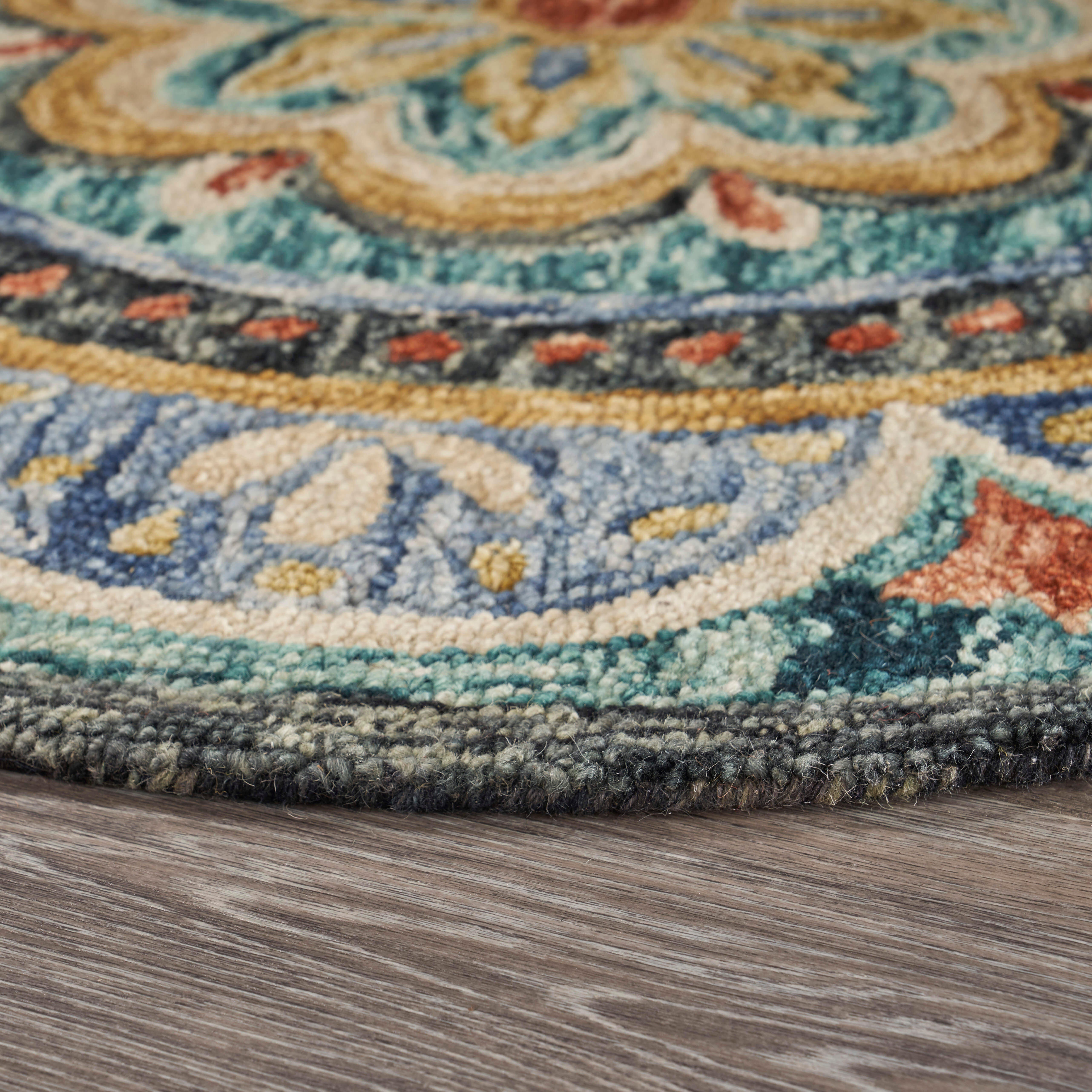 LR Home Dahlia 6' x 6' Area Rug, Blue, large