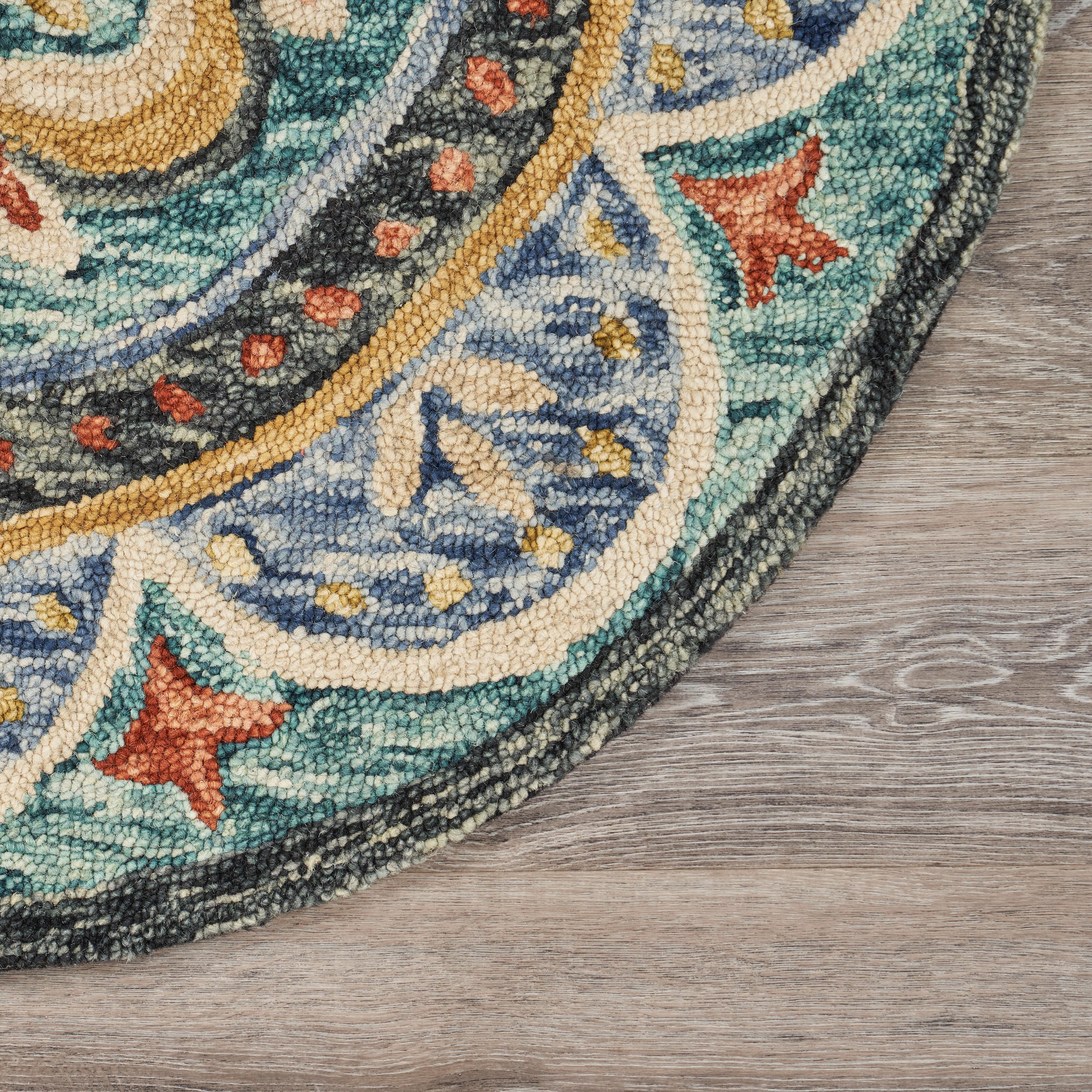 LR Home Dahlia 6' x 6' Area Rug, Blue, large