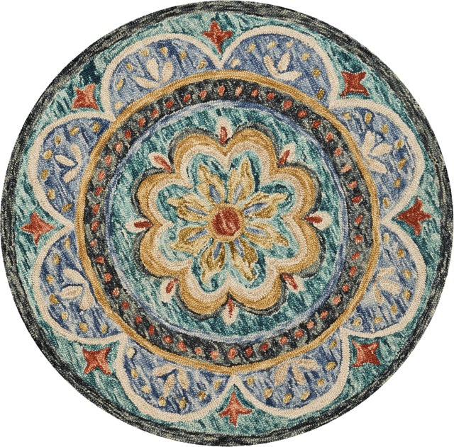 LR Home Dahlia 8' x 8' Area Rug, Blue
