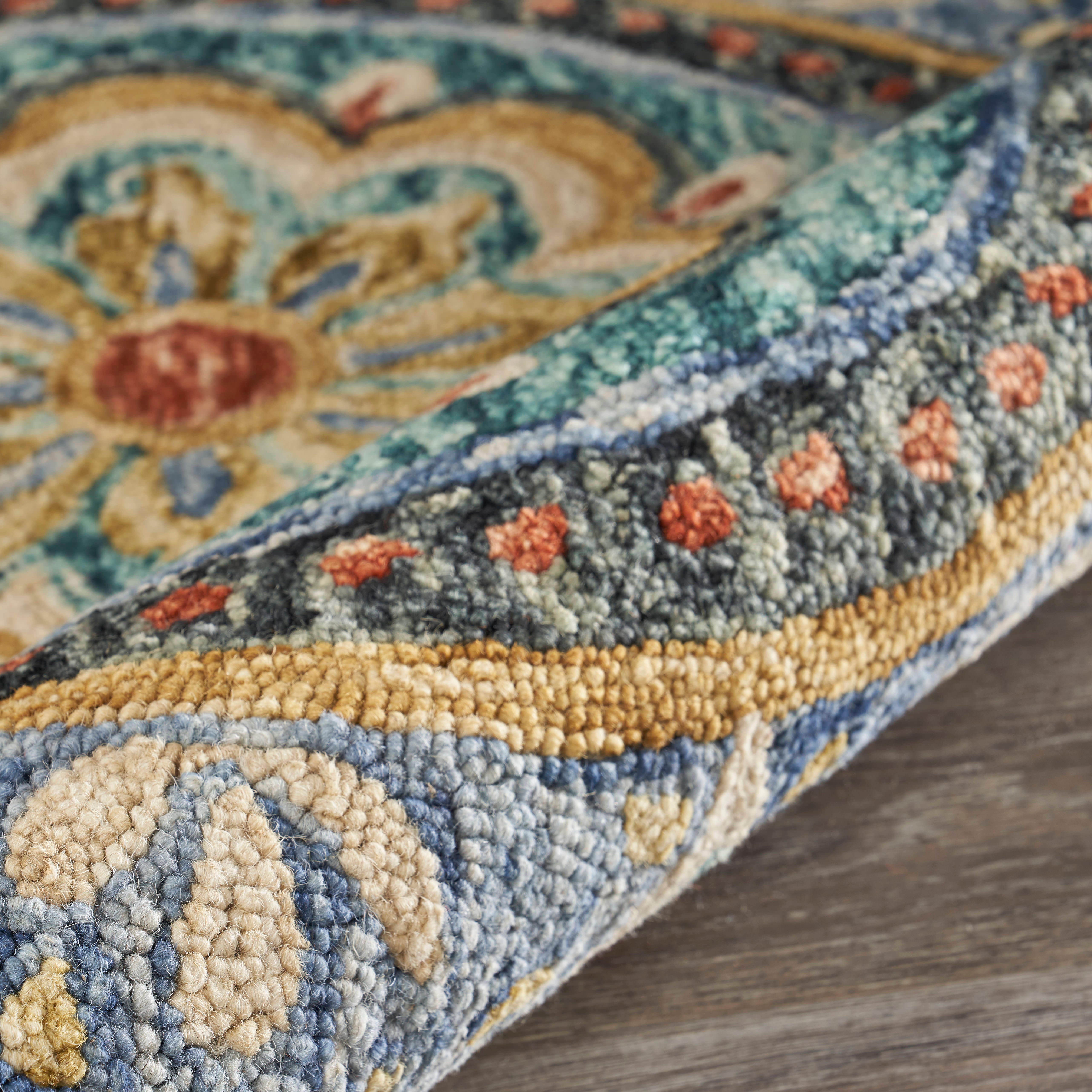LR Home Dahlia 8' x 8' Area Rug, Blue, large