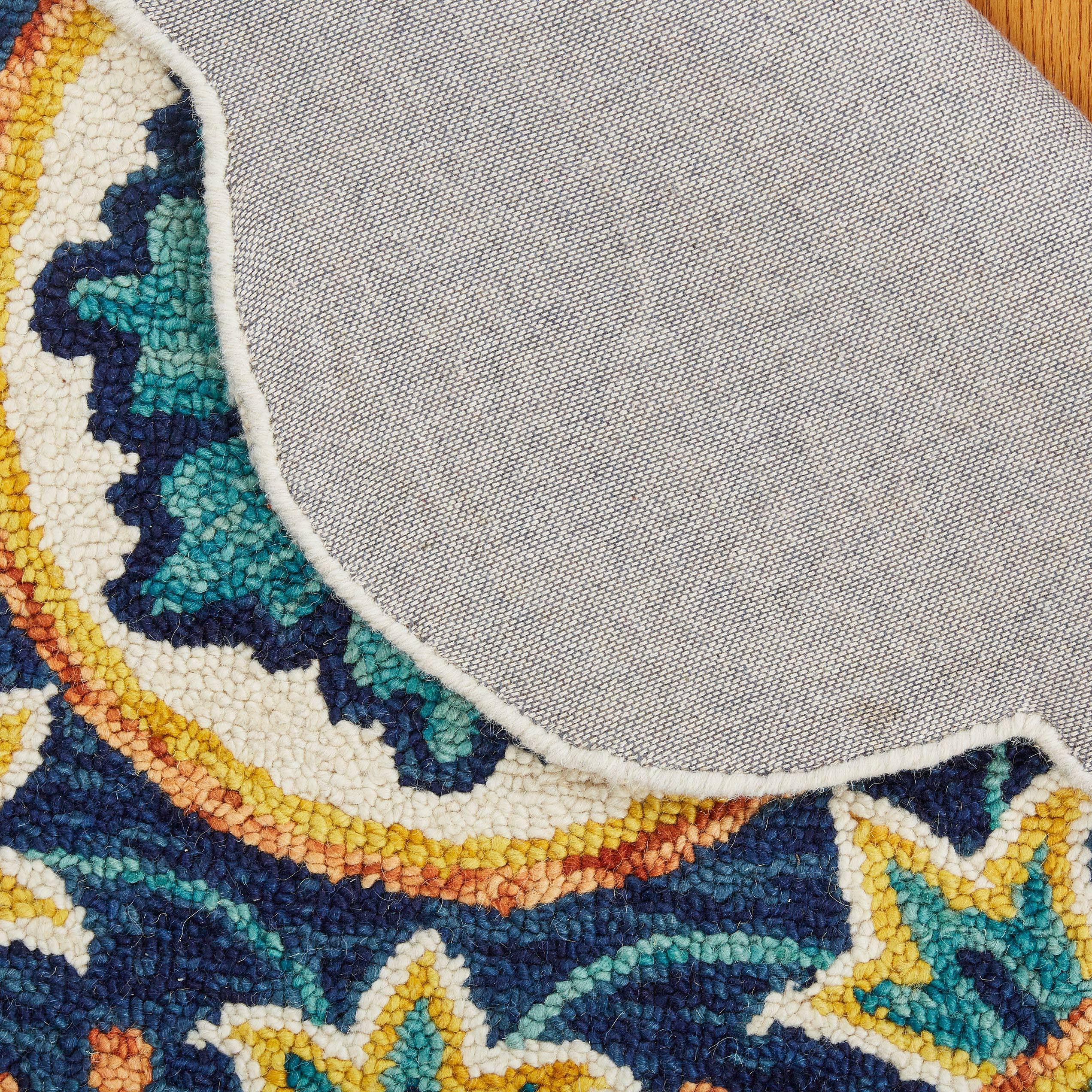 LR Home Peony 4' x 4' Area Rug, Blue, large