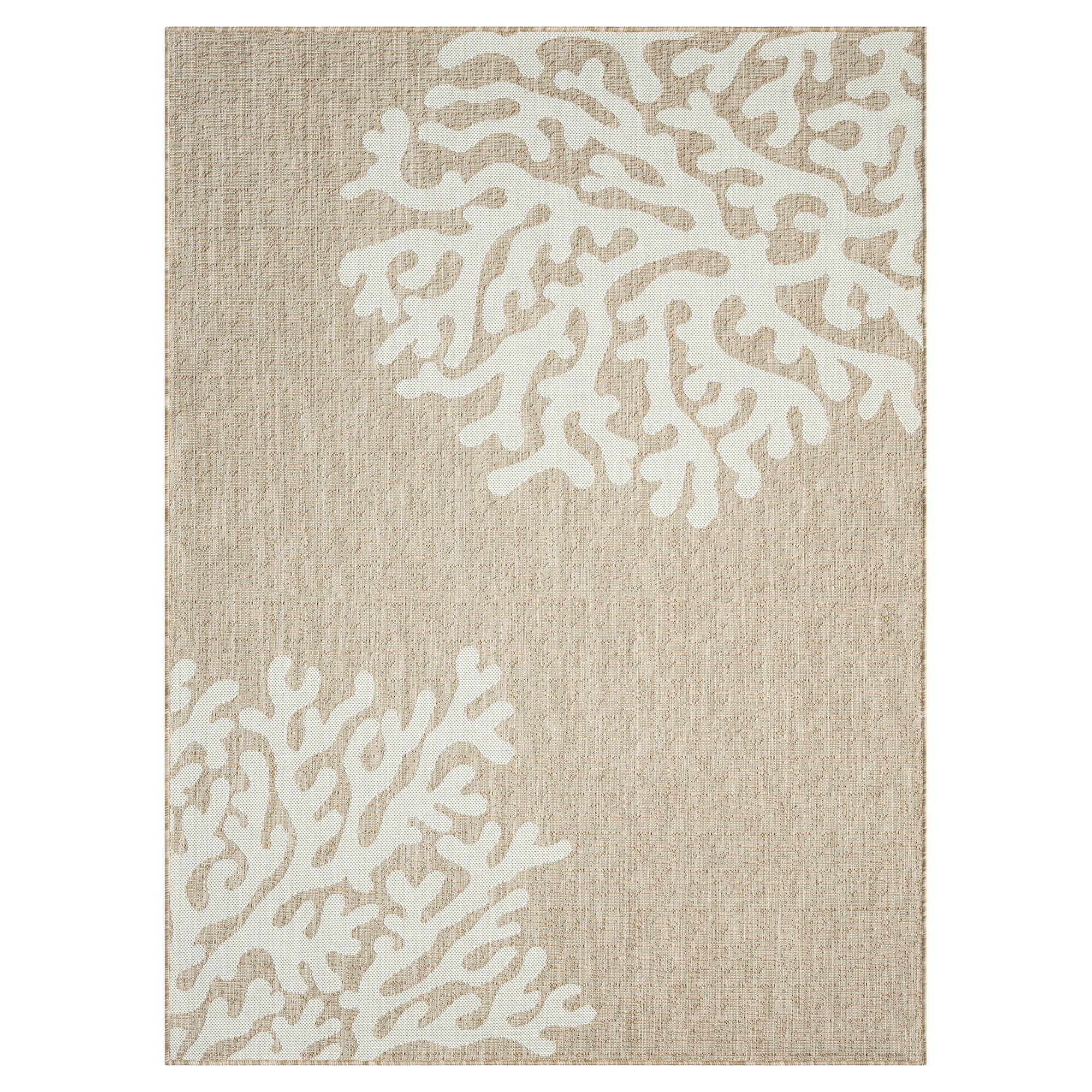 LR Home Reef 5' x 7' Area Rug, Beige/White, large