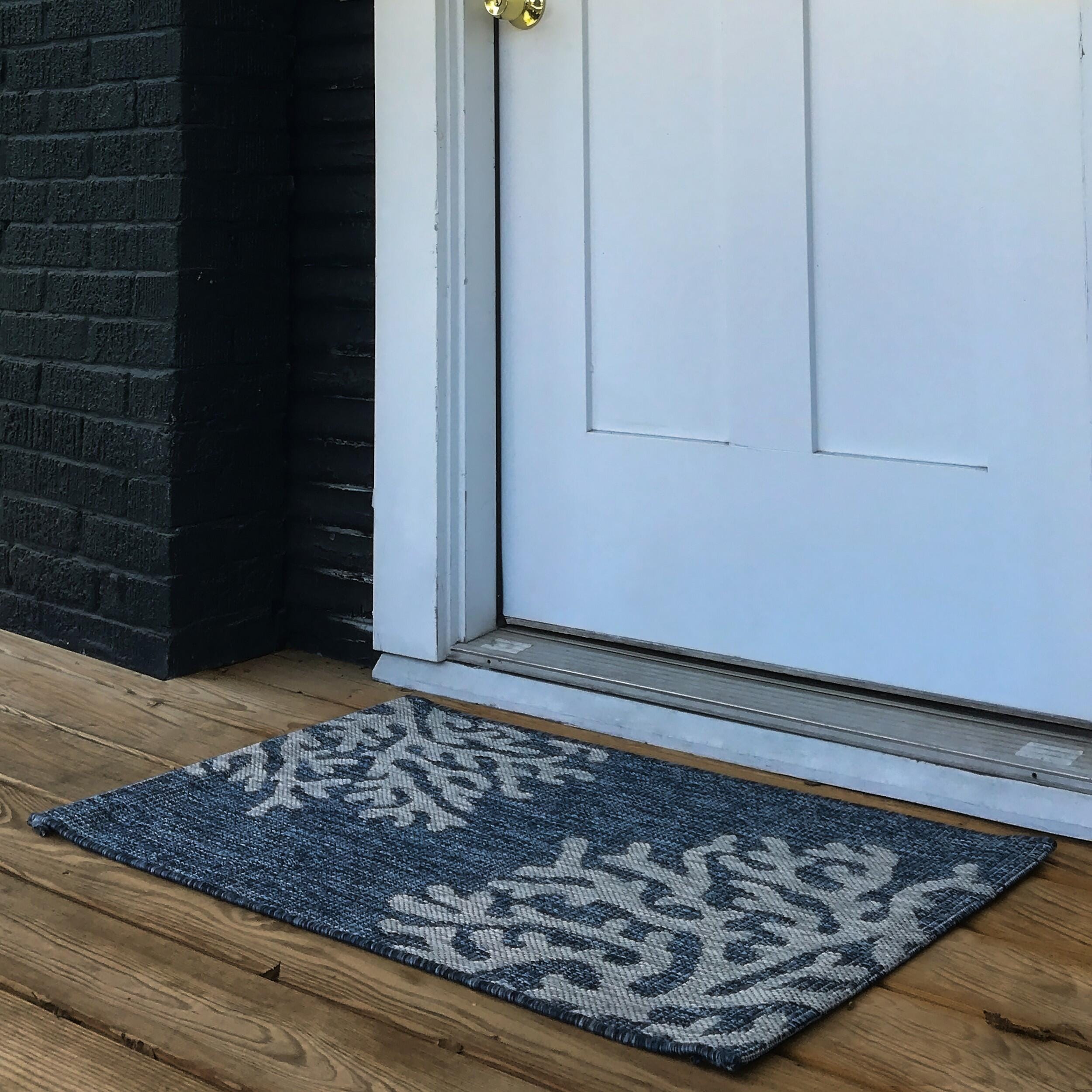 LR Home Reef 1'10" x 3' Area Rug, Navy Blue/Gray, rollover