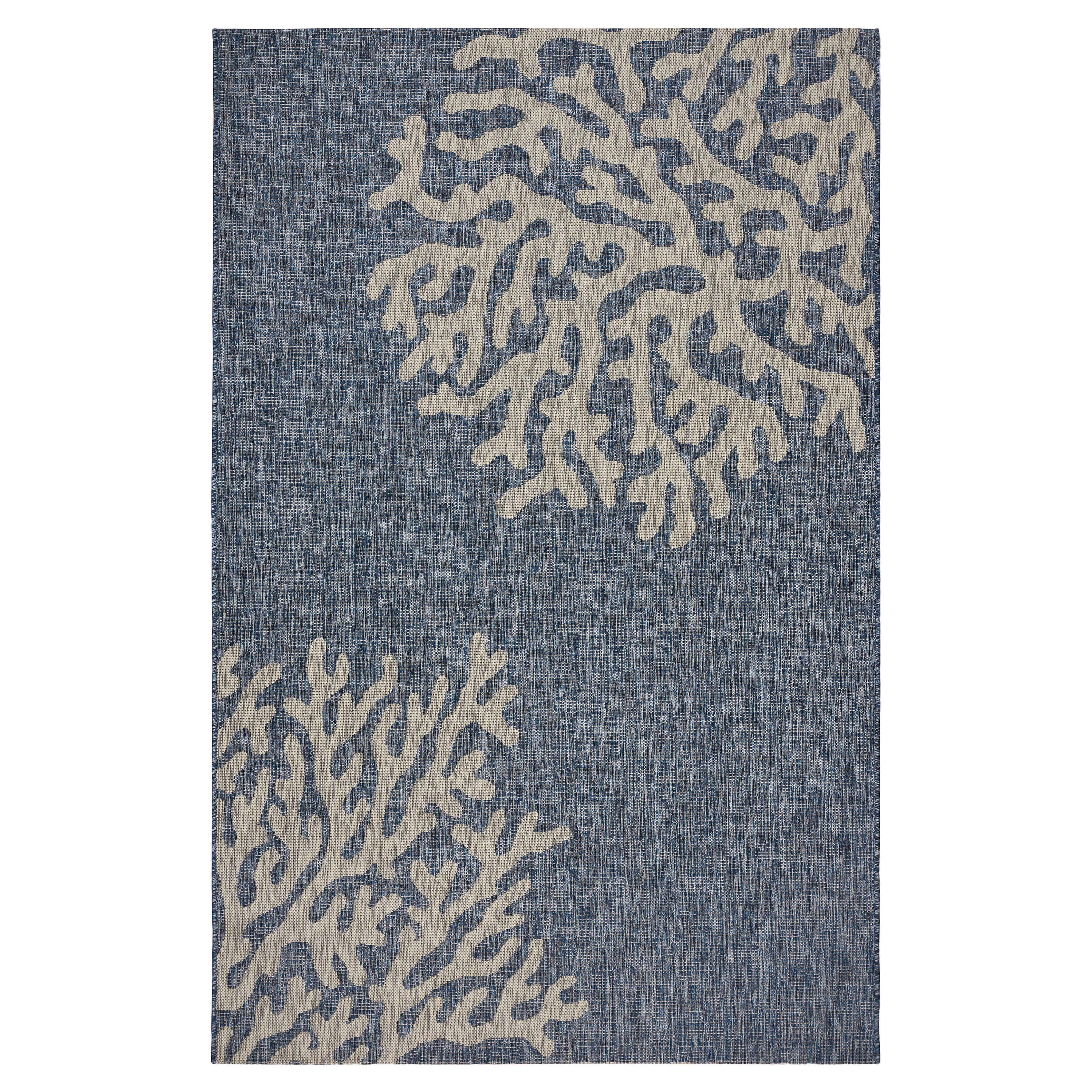 LR Home Reef 1'10" x 3' Area Rug, Navy Blue/Gray, large