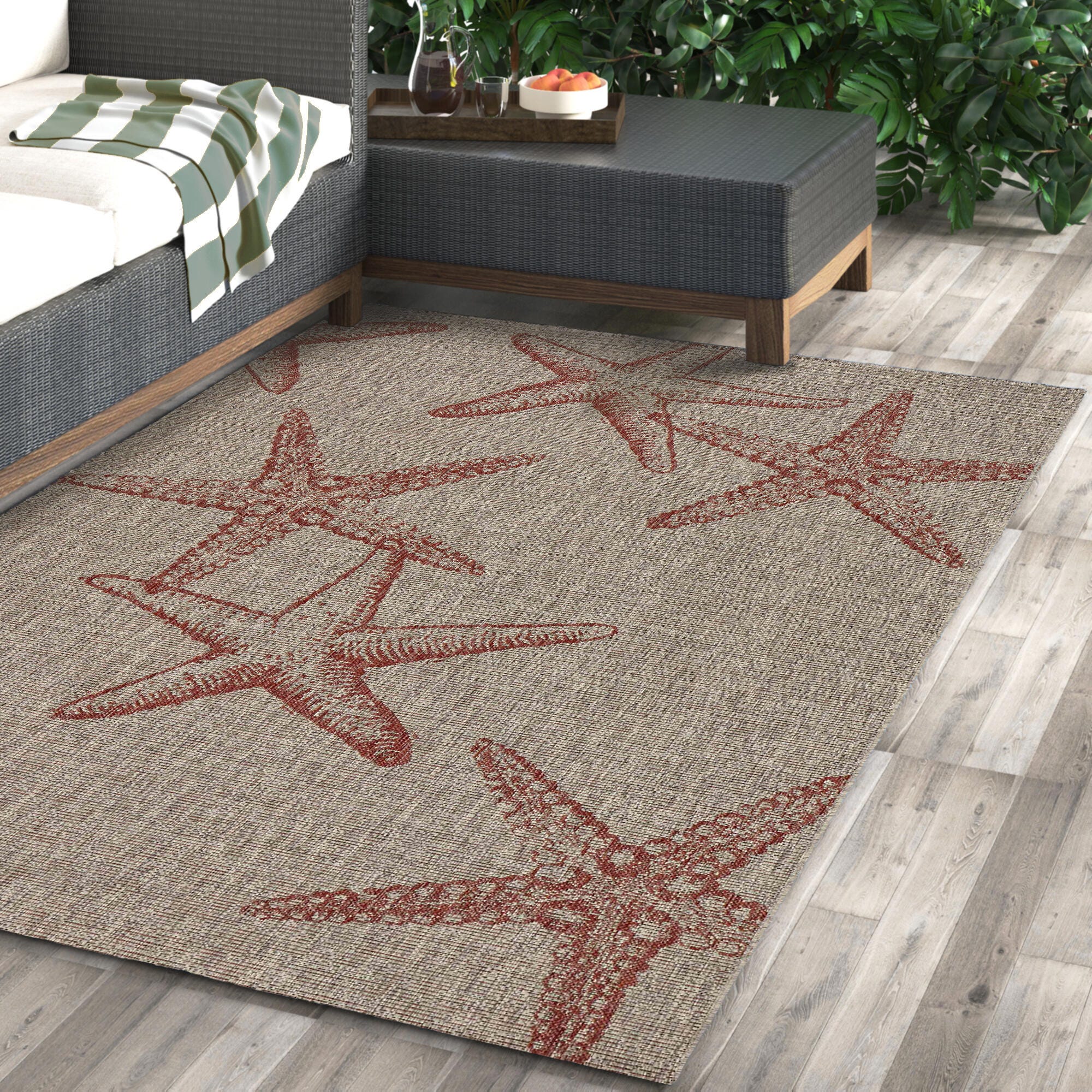 LR Home Indoor 7'9" x 9'5" Area Rug, Rust, rollover
