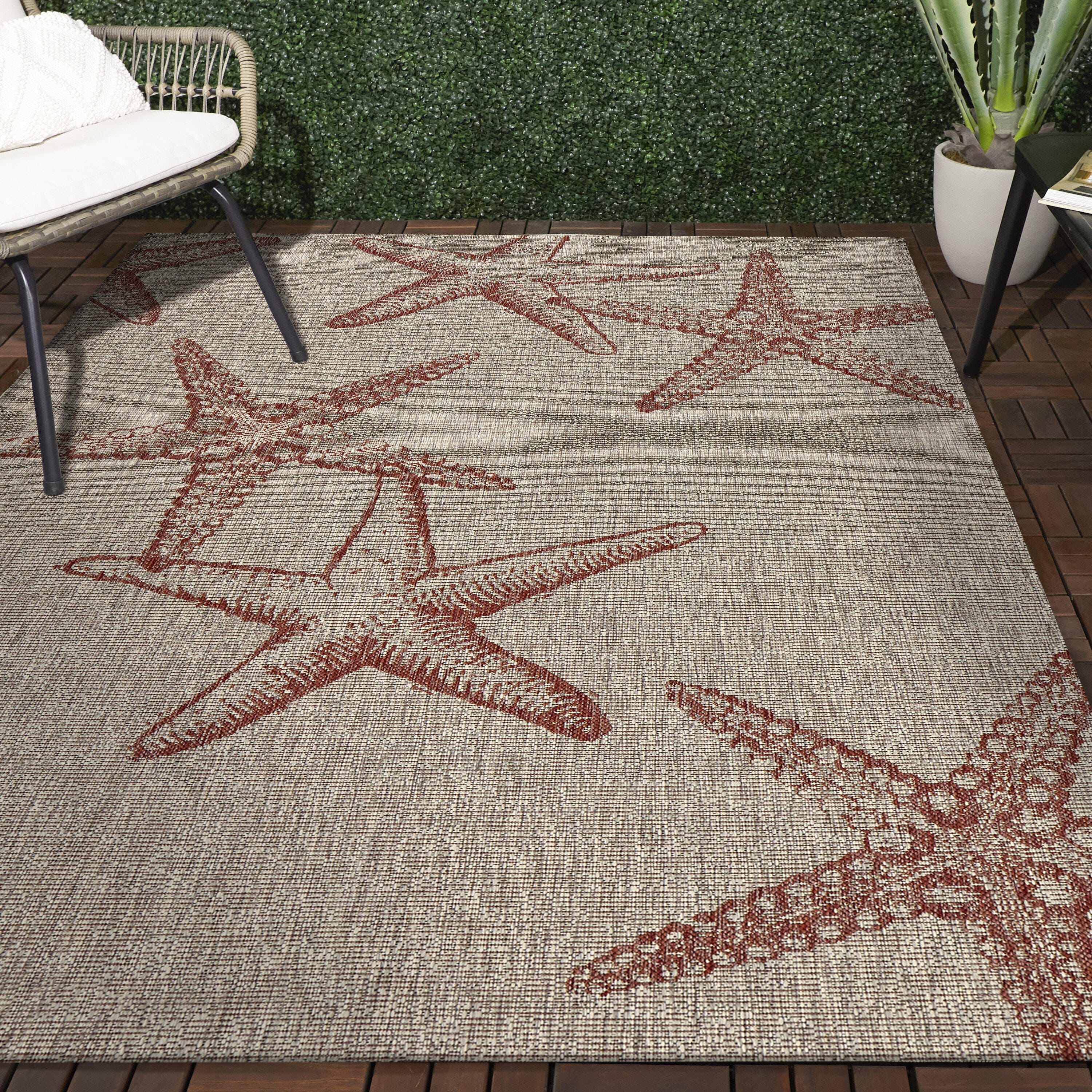 LR Home Indoor 7'9" x 9'5" Area Rug, Rust, large