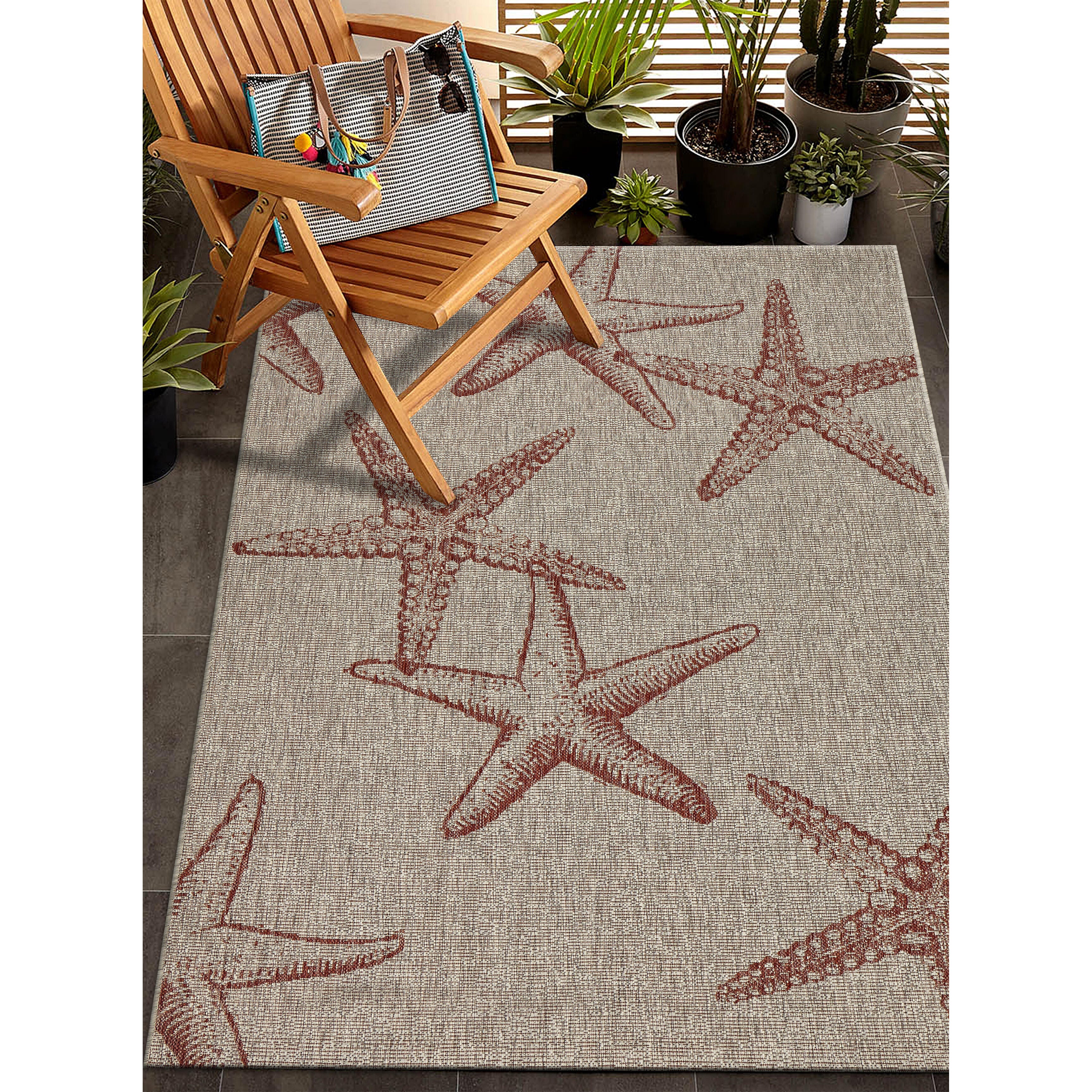 LR Home Indoor 7'9" x 9'5" Area Rug, Rust, large