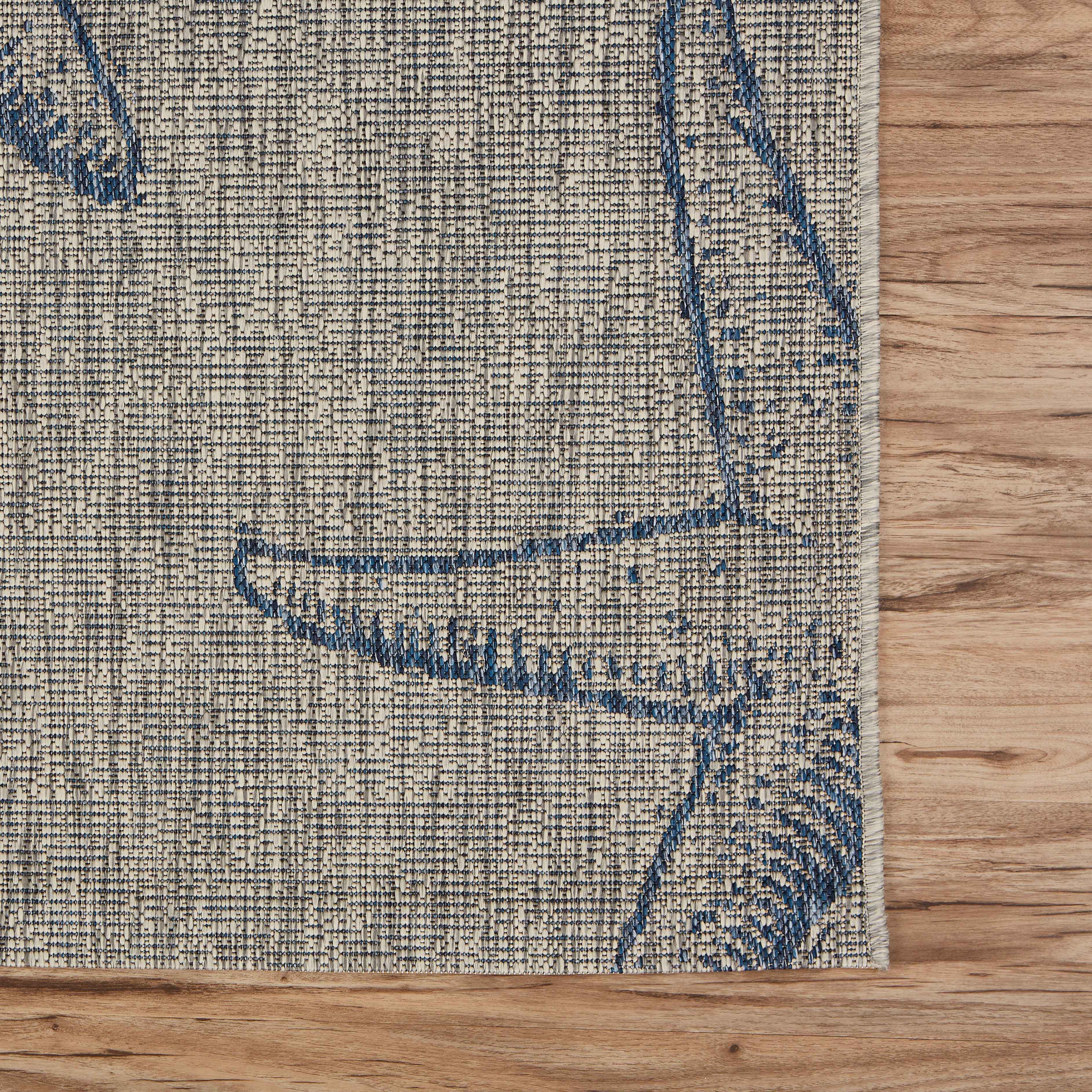 LR Home Indoor 7'9" x 9'5" Area Rug, Blue/Gray, large