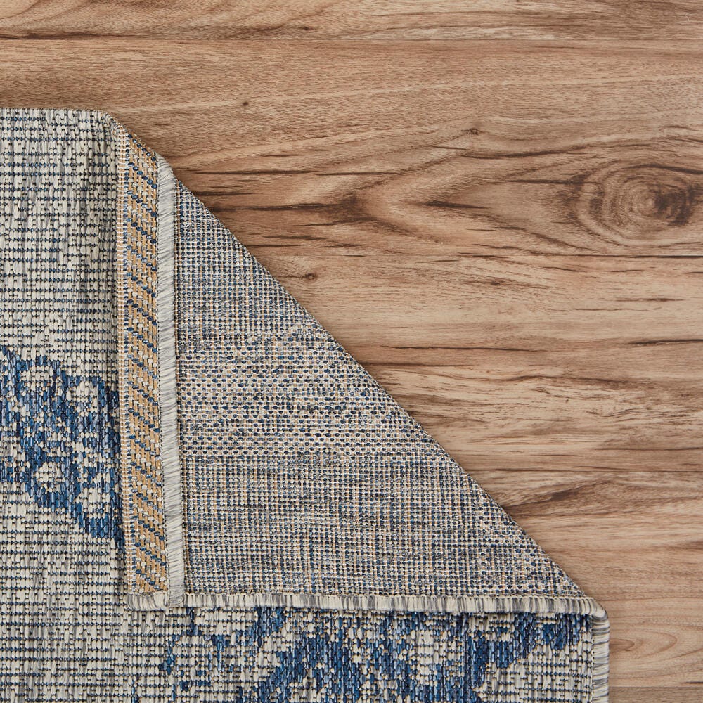 LR Home Indoor 7'9" x 9'5" Area Rug, Blue/Gray, large