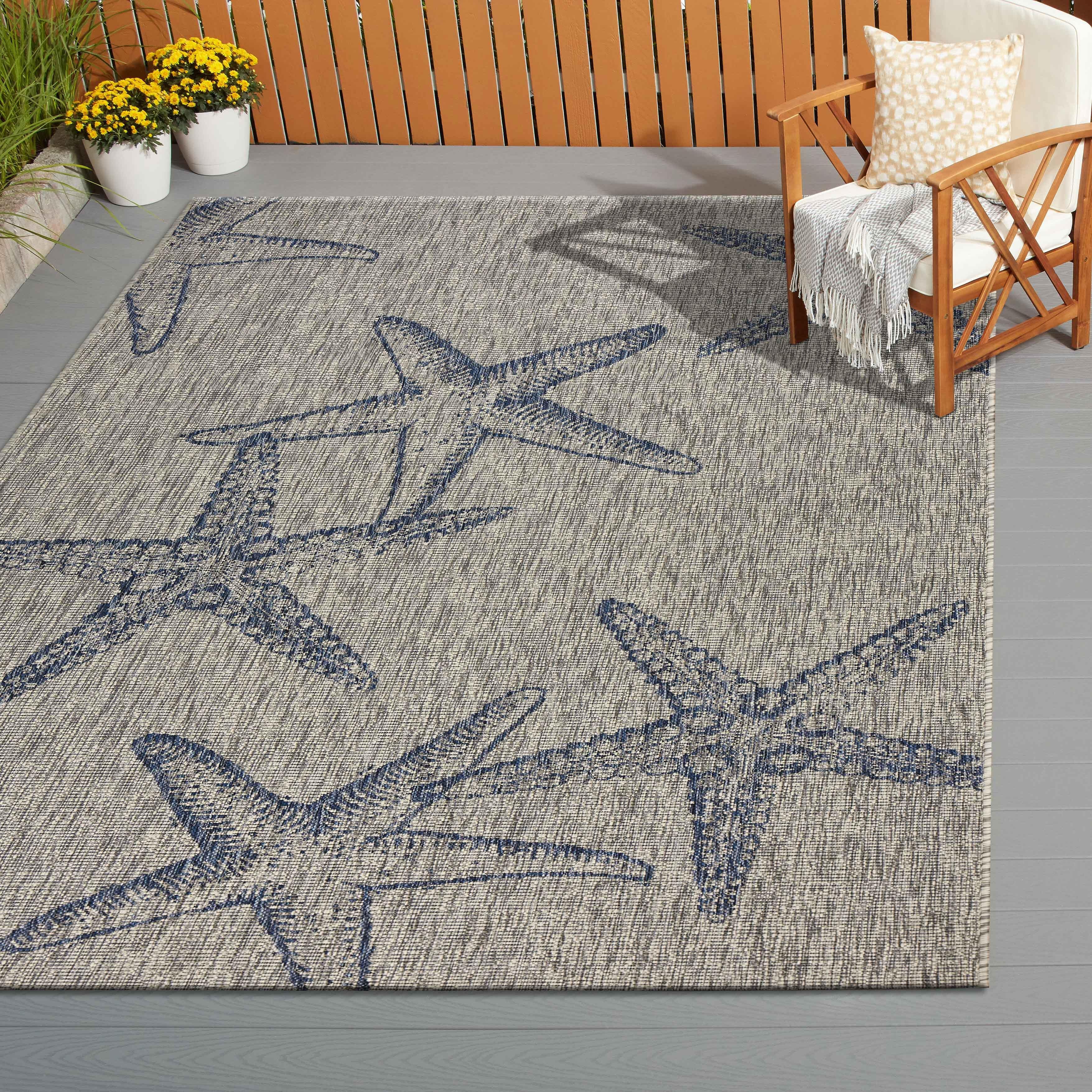 LR Home Indoor 7'9" x 9'5" Area Rug, Blue/Gray, large