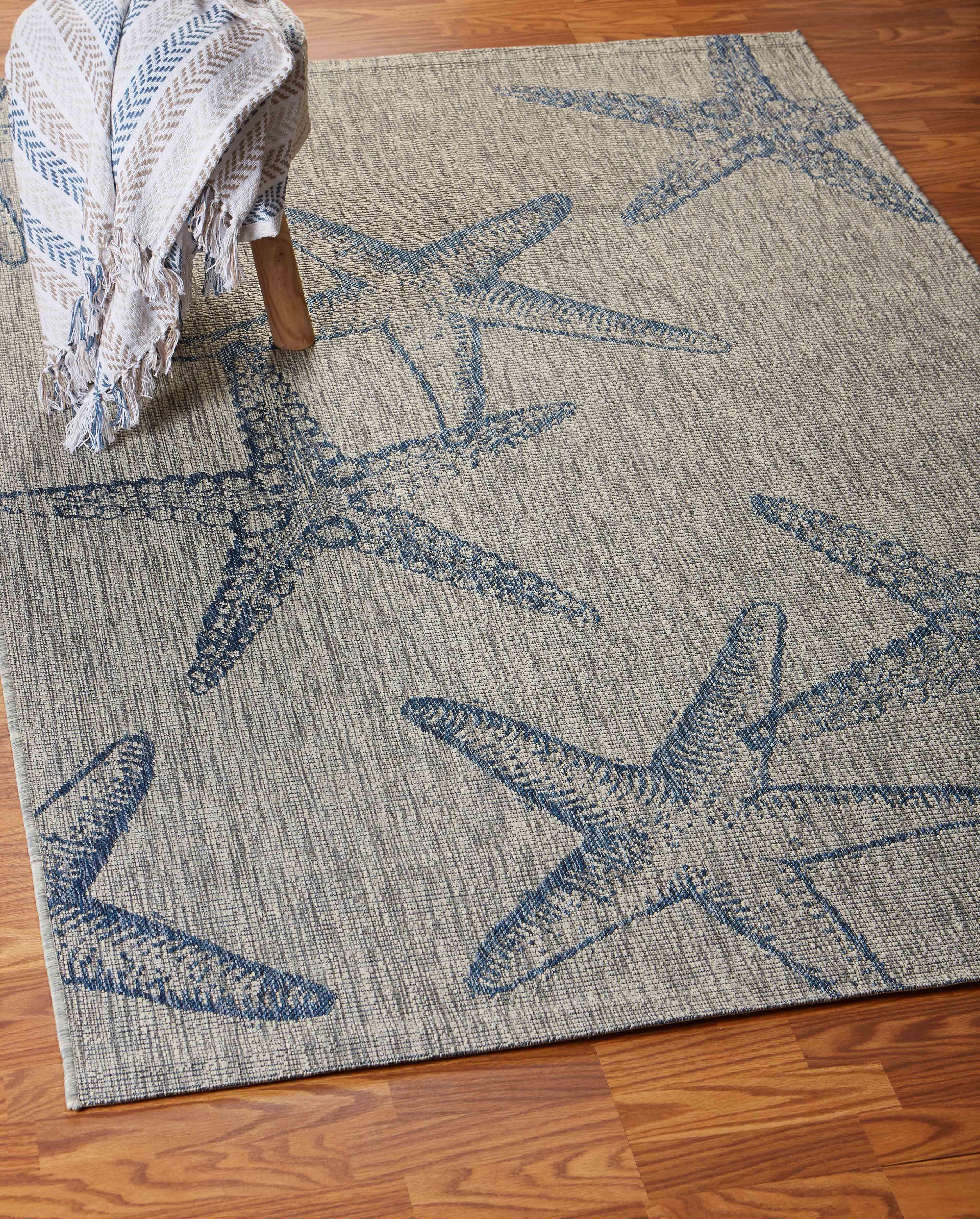 LR Home Indoor 5' x 7' Area Rug, Blue/Gray, rollover