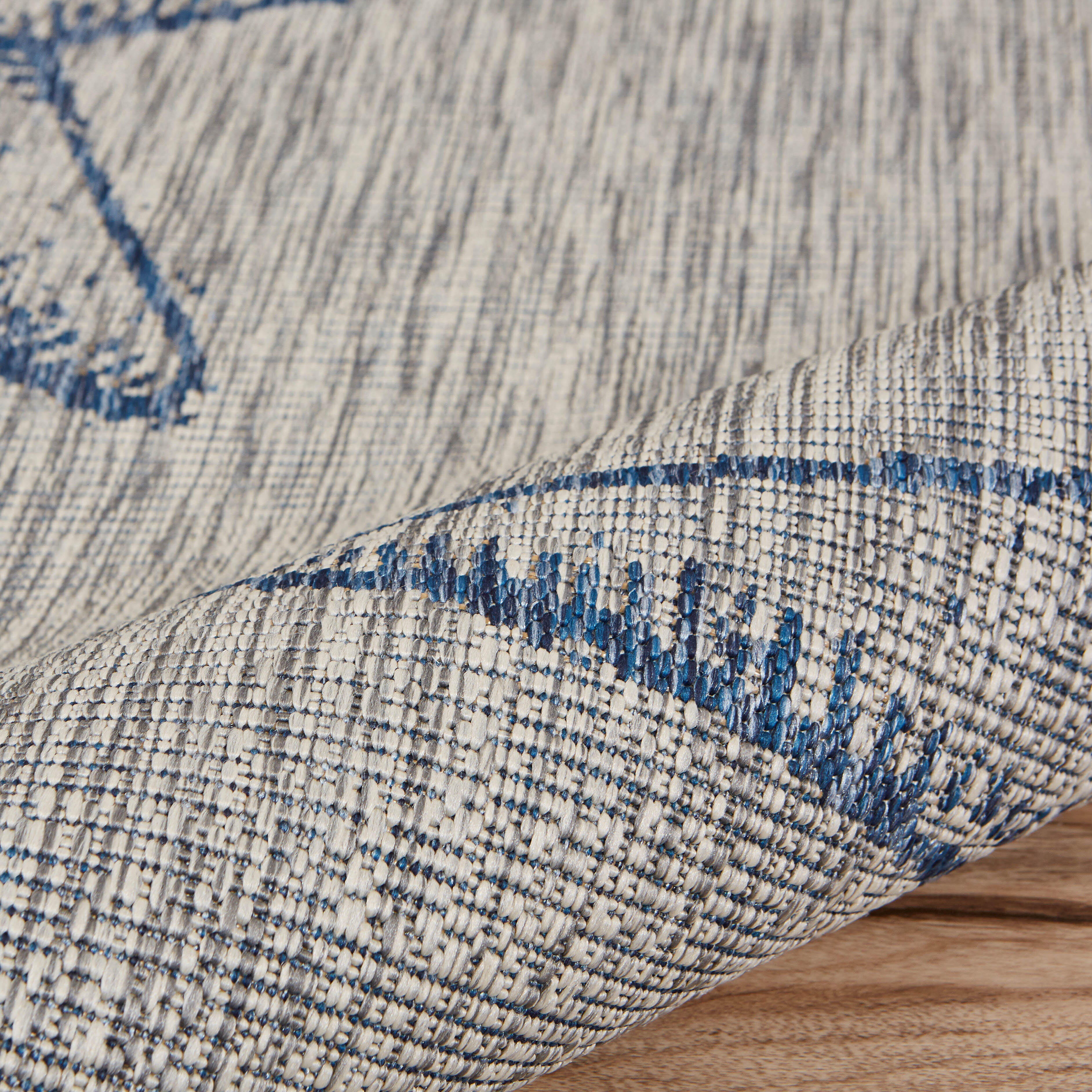 LR Home Indoor 5' x 7' Area Rug, Blue/Gray, large