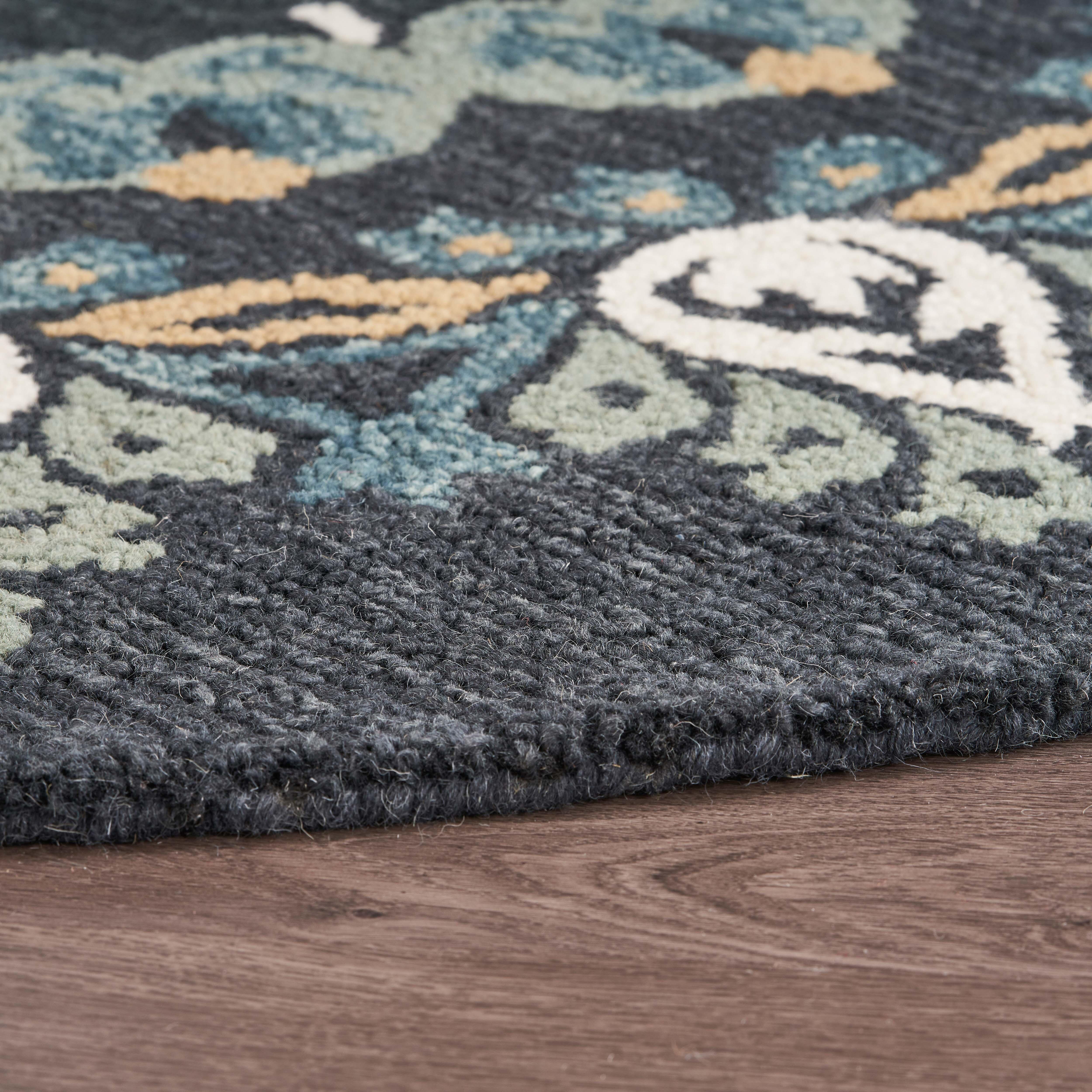 LR Home Tufted 6' x 6' Area Rug, Black/Gray, large