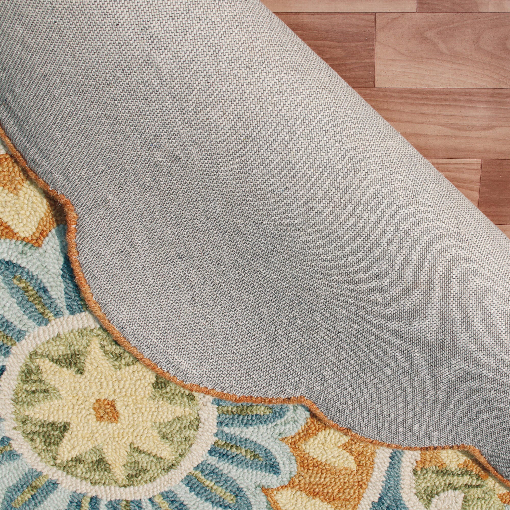 LR Home Flora 6' x 6' Area Rug, Orange/Blue, large