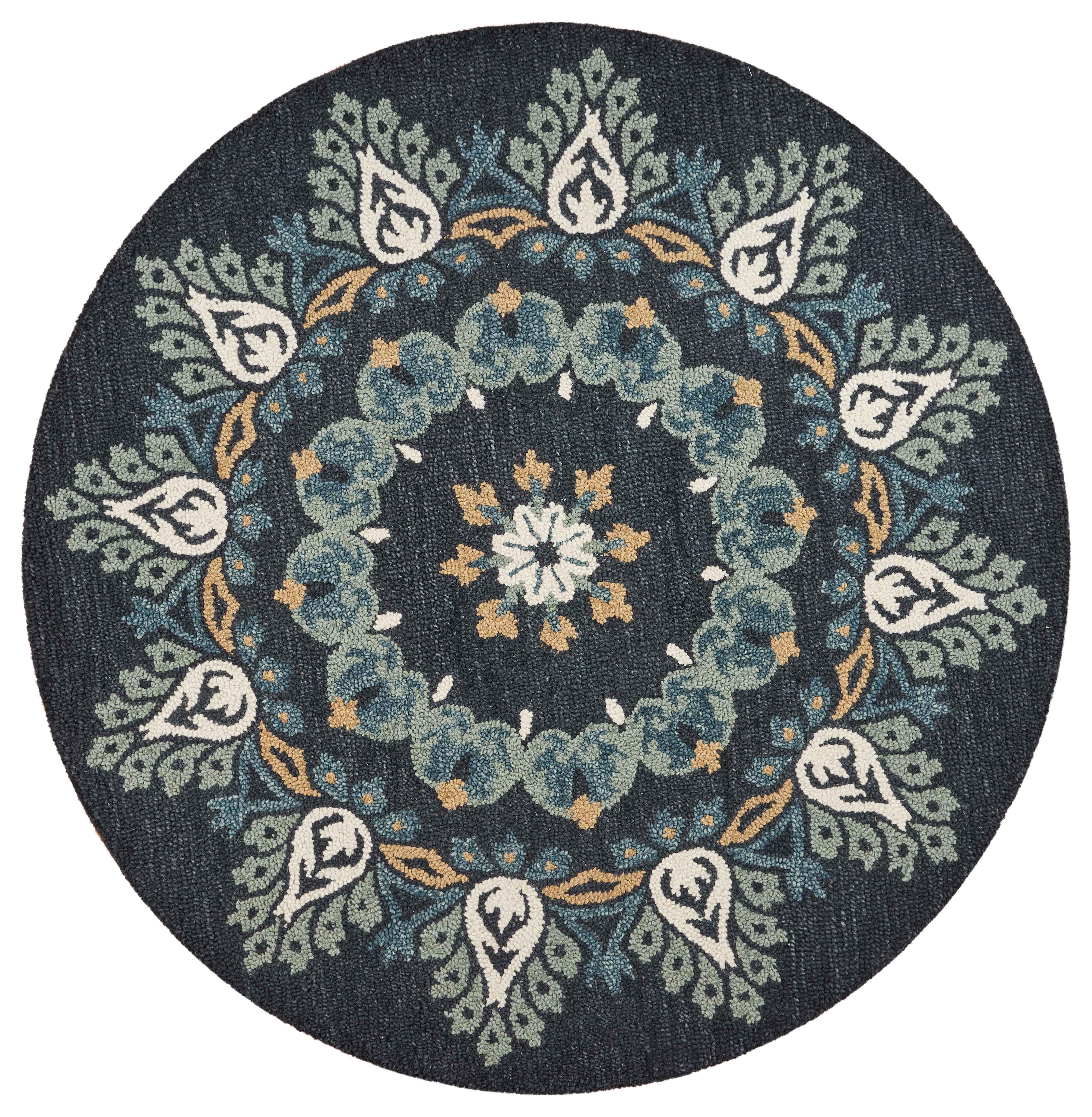 LR Home Tufted 4' x 4' Area Rug, Black/Gray, large
