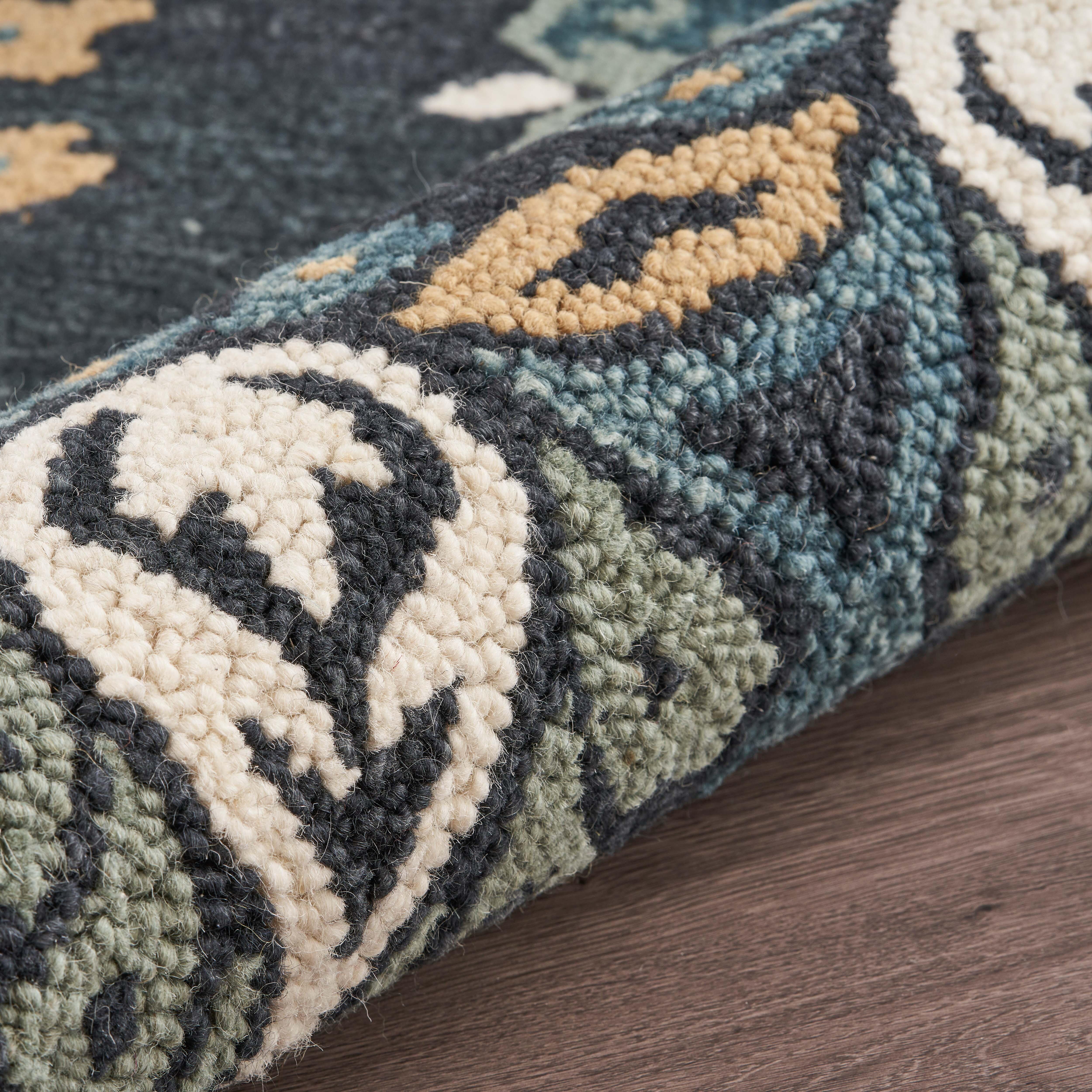 LR Home Tufted 4' x 4' Area Rug, Black/Gray, large