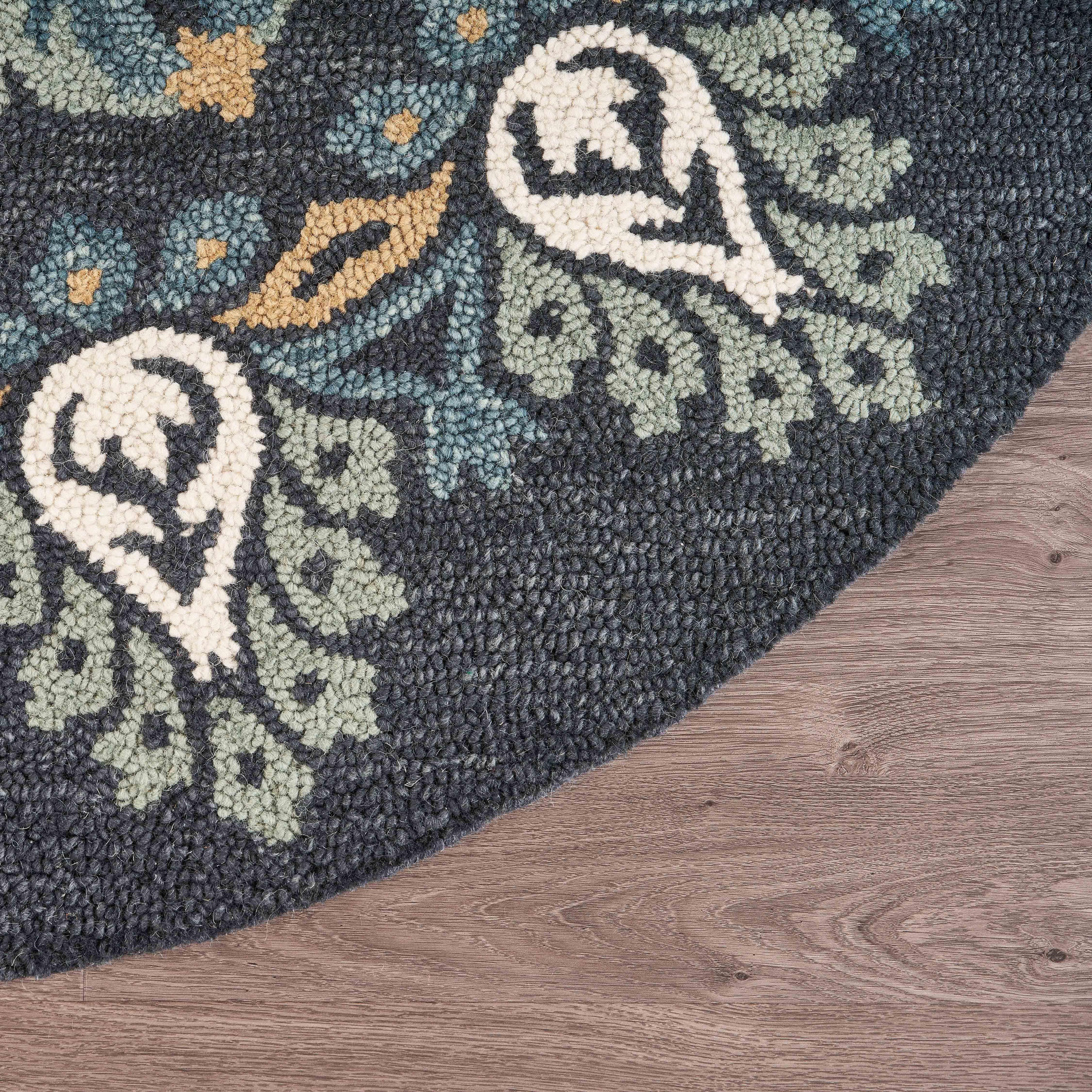 LR Home Tufted 4' x 4' Area Rug, Black/Gray, large