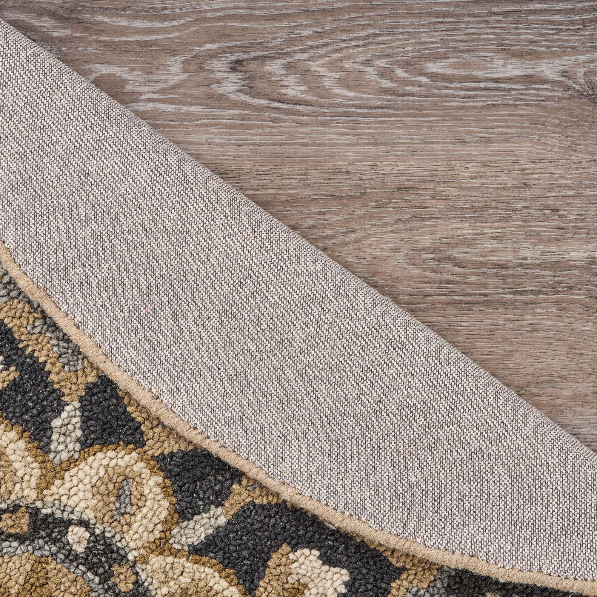 LR Home Bloom 4' x 4' Area Rug, Black/Beige, large