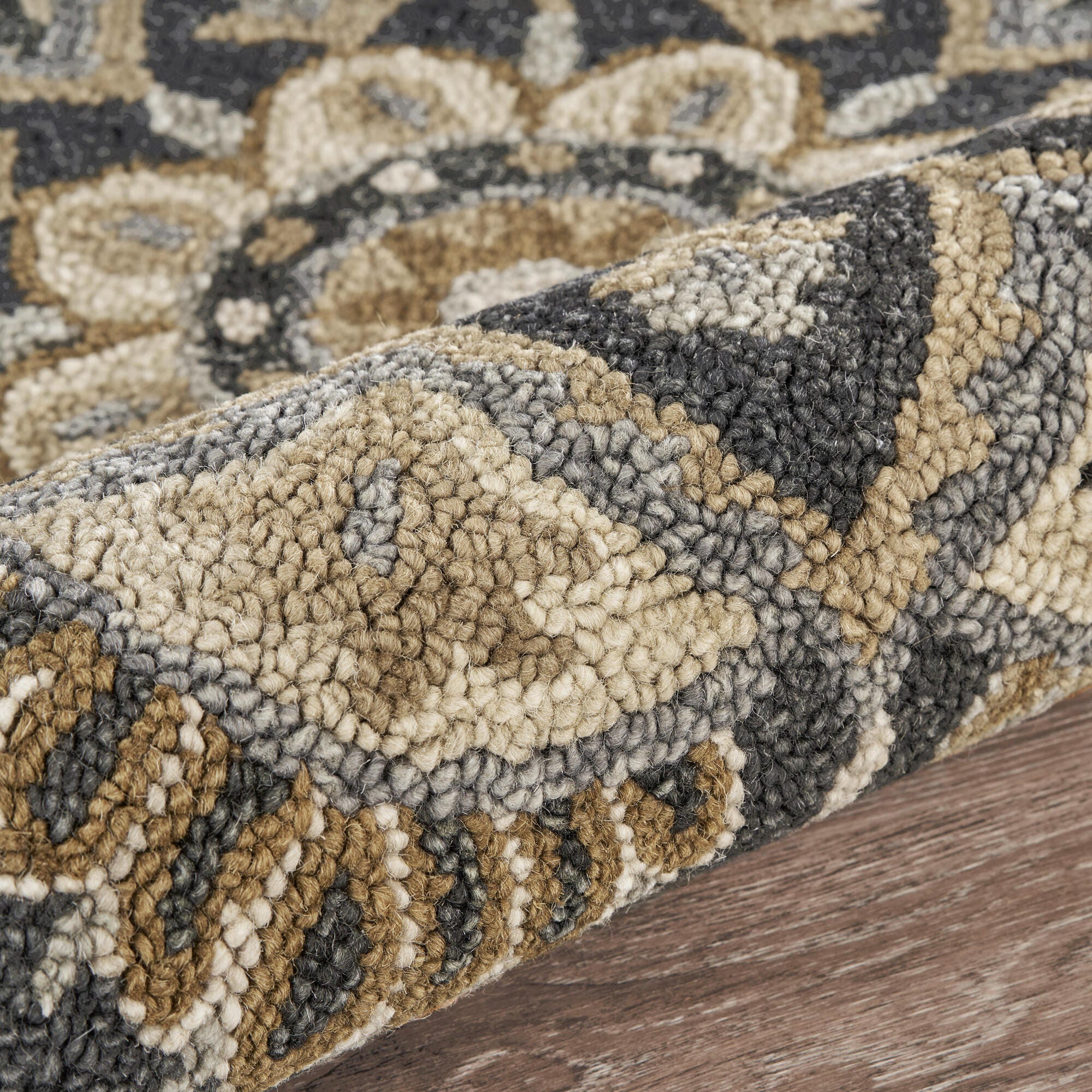 LR Home Bloom 4' x 4' Area Rug, Black/Beige, large
