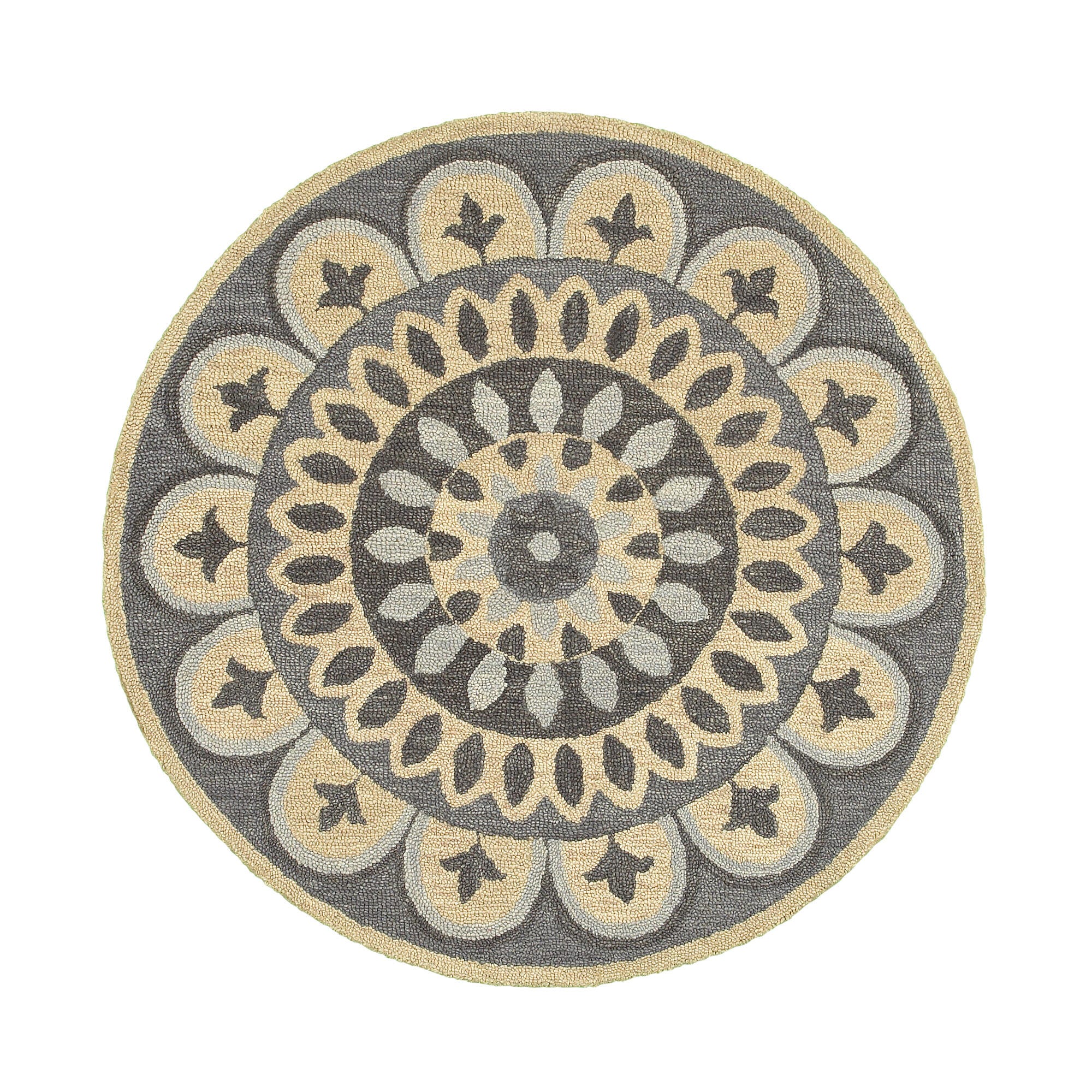 LR Home Artisan 4' x 4' Area Rug, Gray/Beige, large