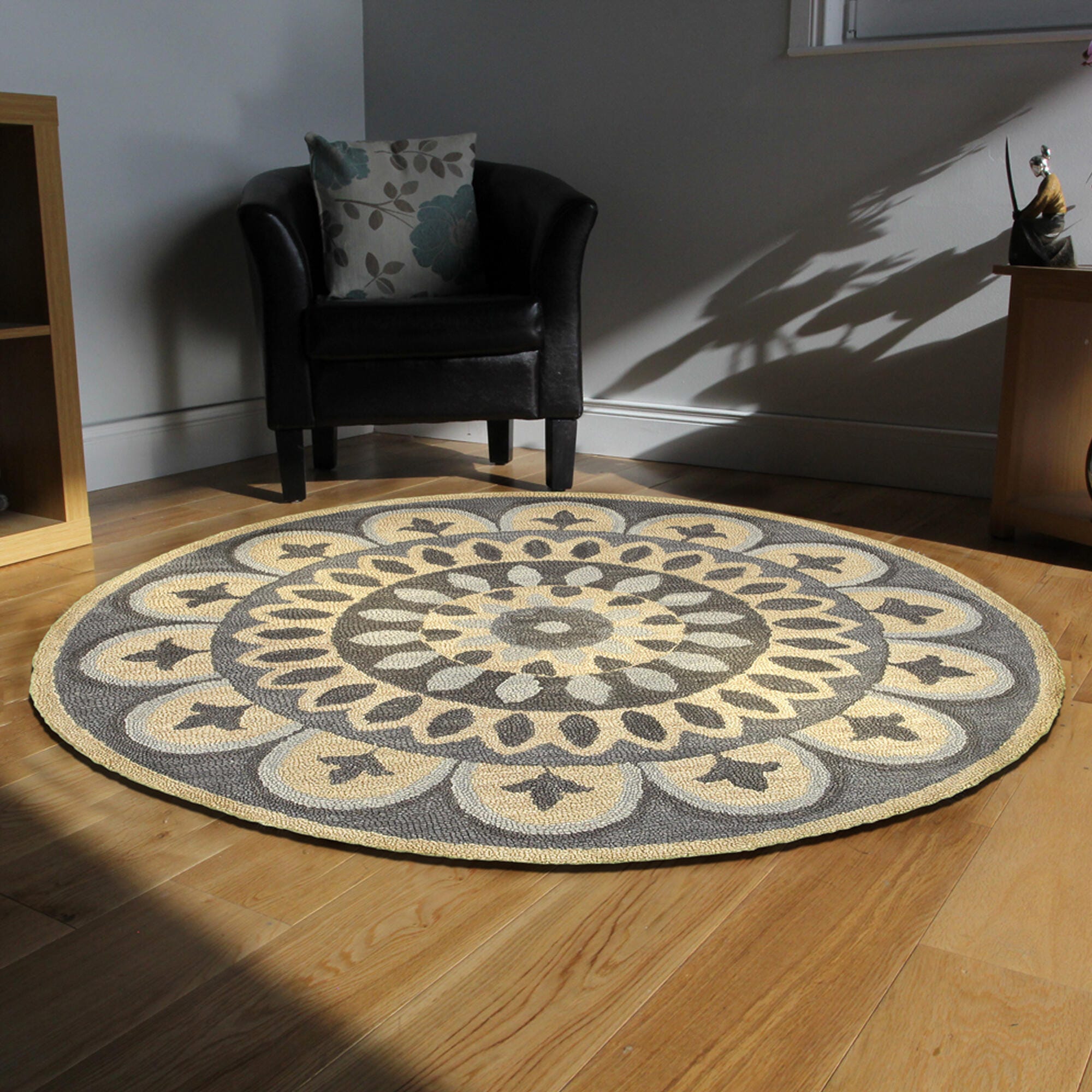 LR Home Artisan 4' x 4' Area Rug, Gray/Beige, large