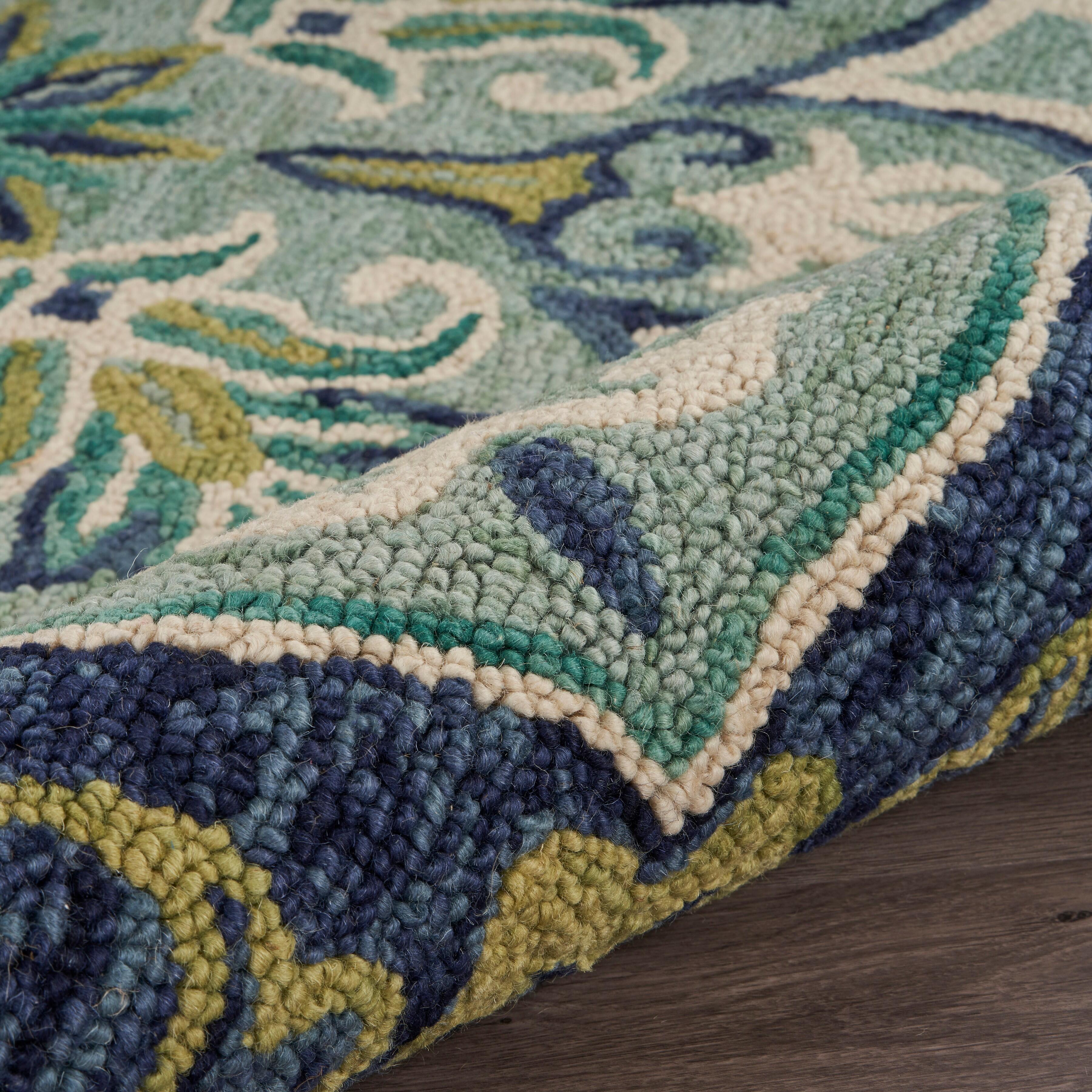 LR Home Azalea 4' x 4' Area Rug, Teal, large