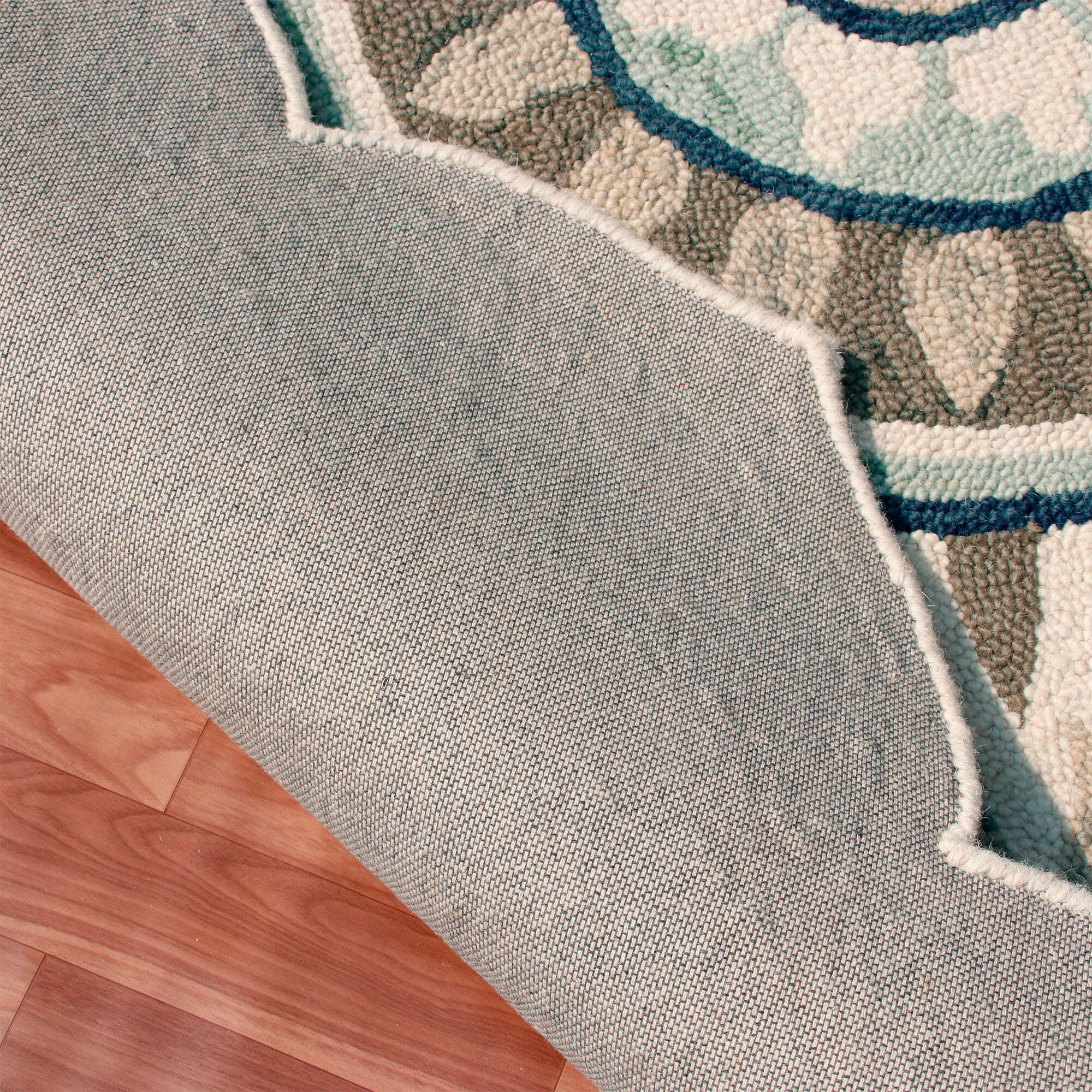 LR Home Floral 4' x 4' Area Rug, Ivory/Blue, large