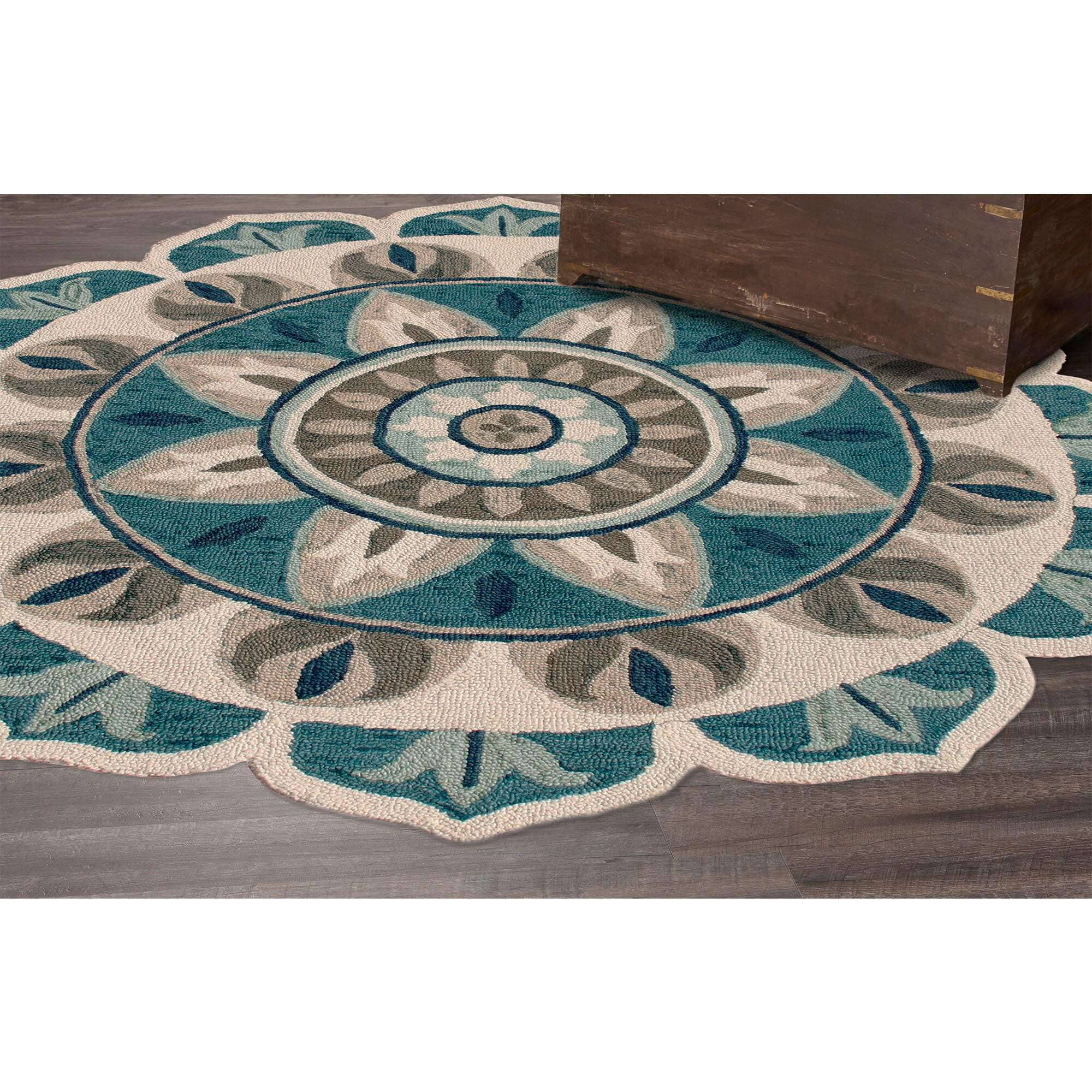 LR Home Floral 6' x 6' Area Rug, Ivory, rollover