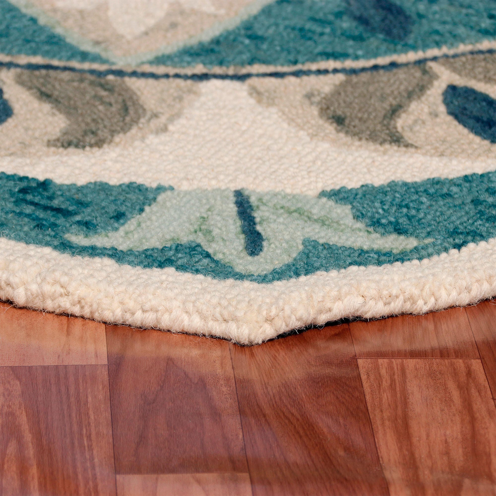 LR Home Floral 6' x 6' Area Rug, Ivory, large