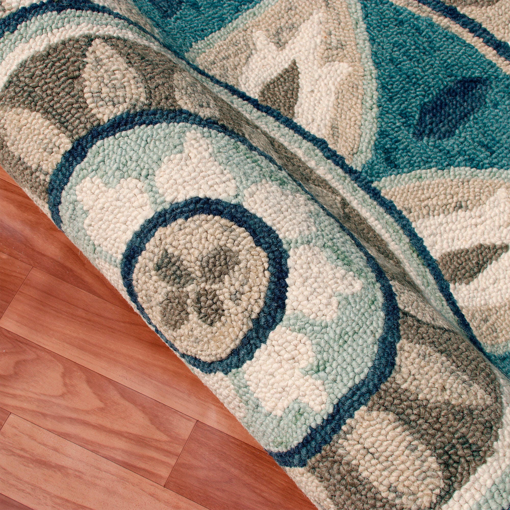 LR Home Floral 6' x 6' Area Rug, Ivory, large
