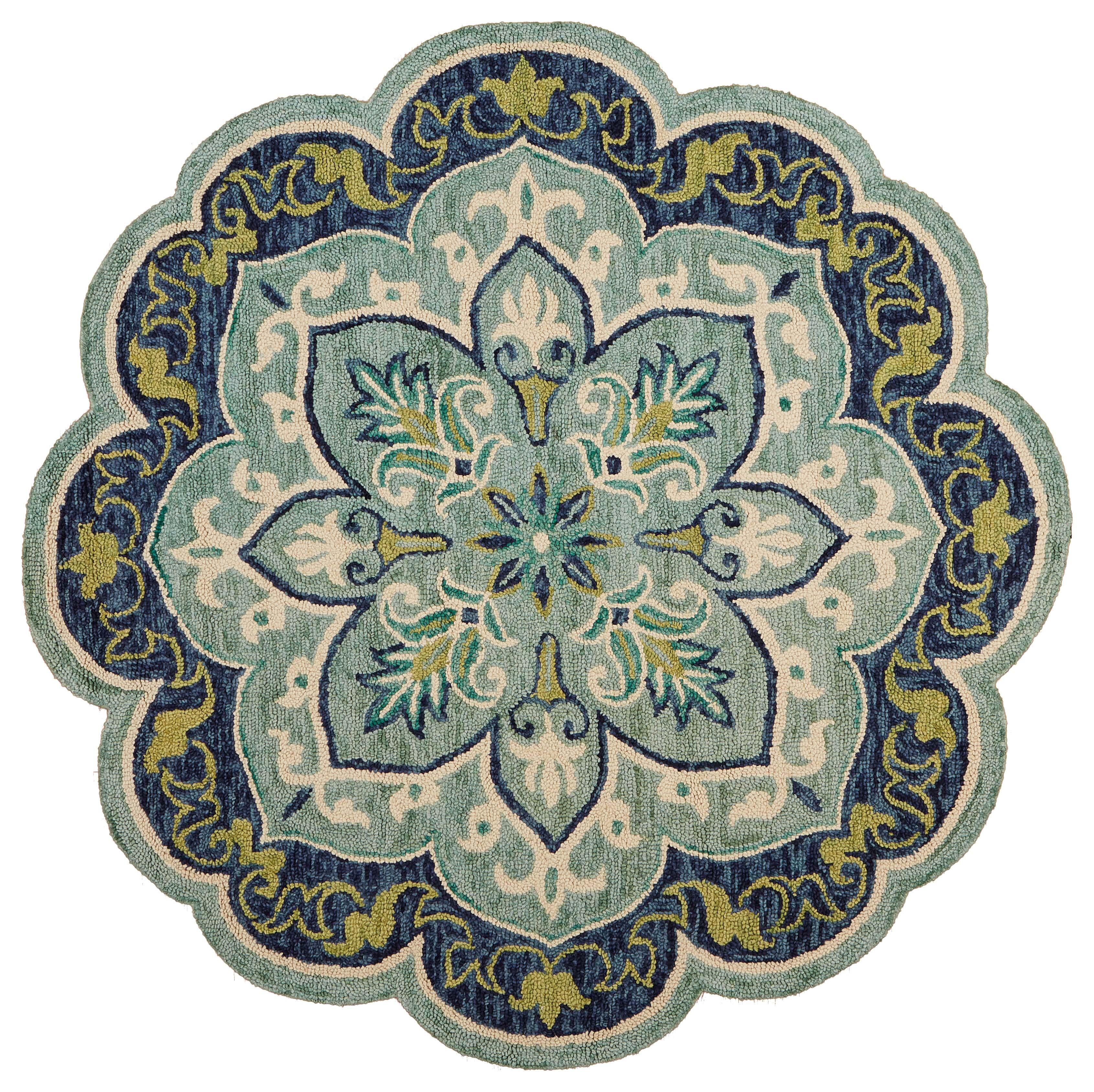LR Home Azalea 6' x 6' Area Rug, Teal, large
