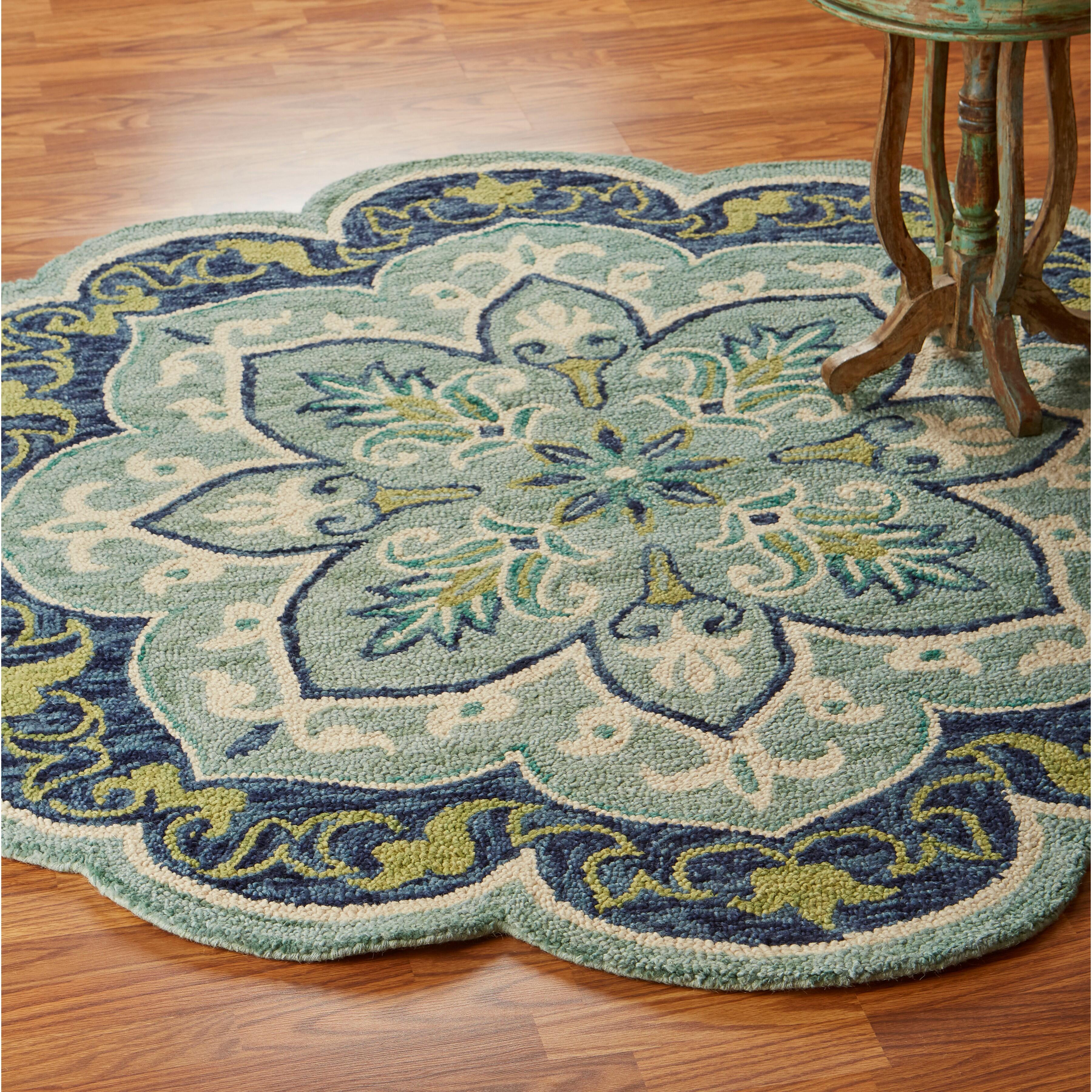 LR Home Azalea 6' x 6' Area Rug, Teal, large
