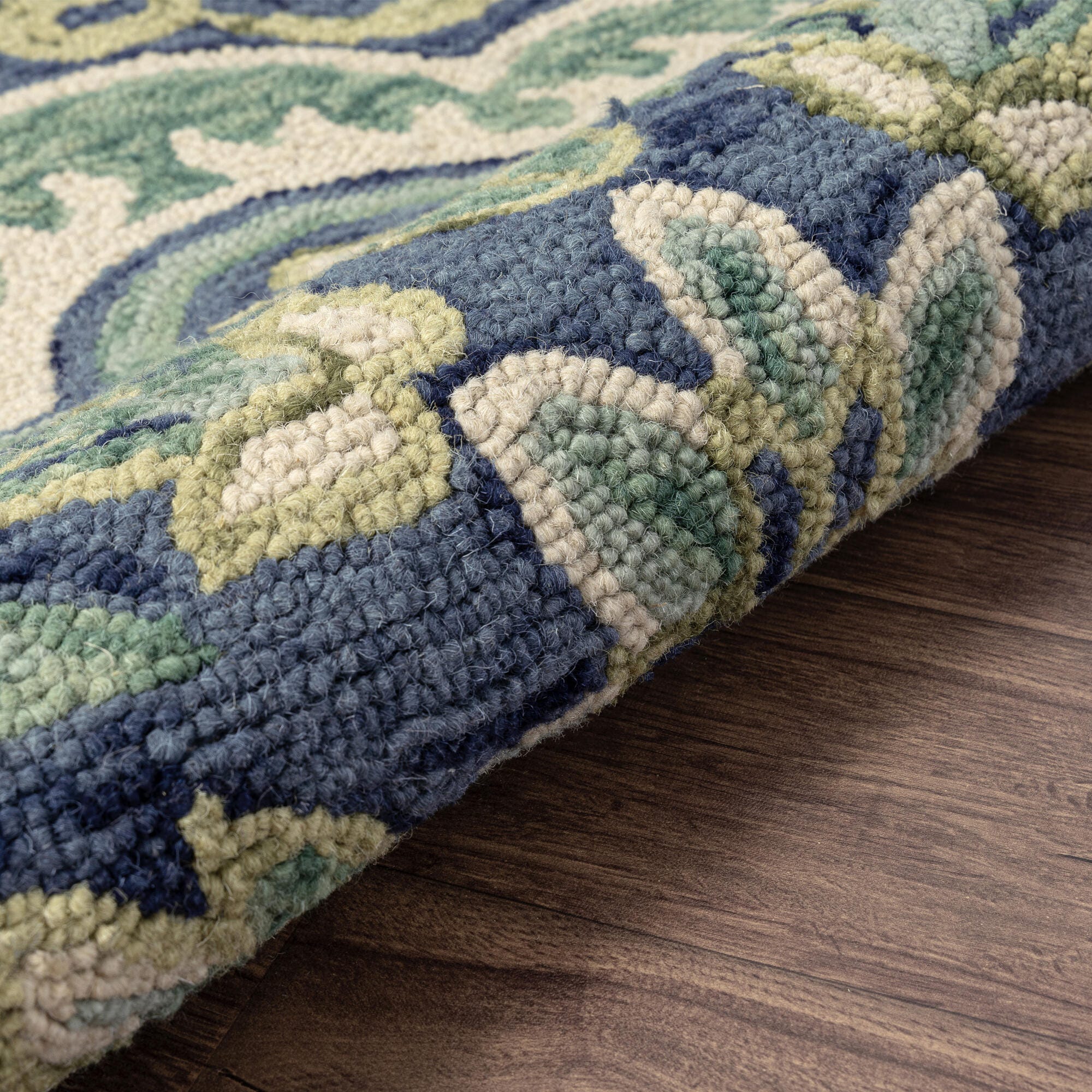 LR Home Textured 6' x 6' Area Rug, Green/Ivory, large