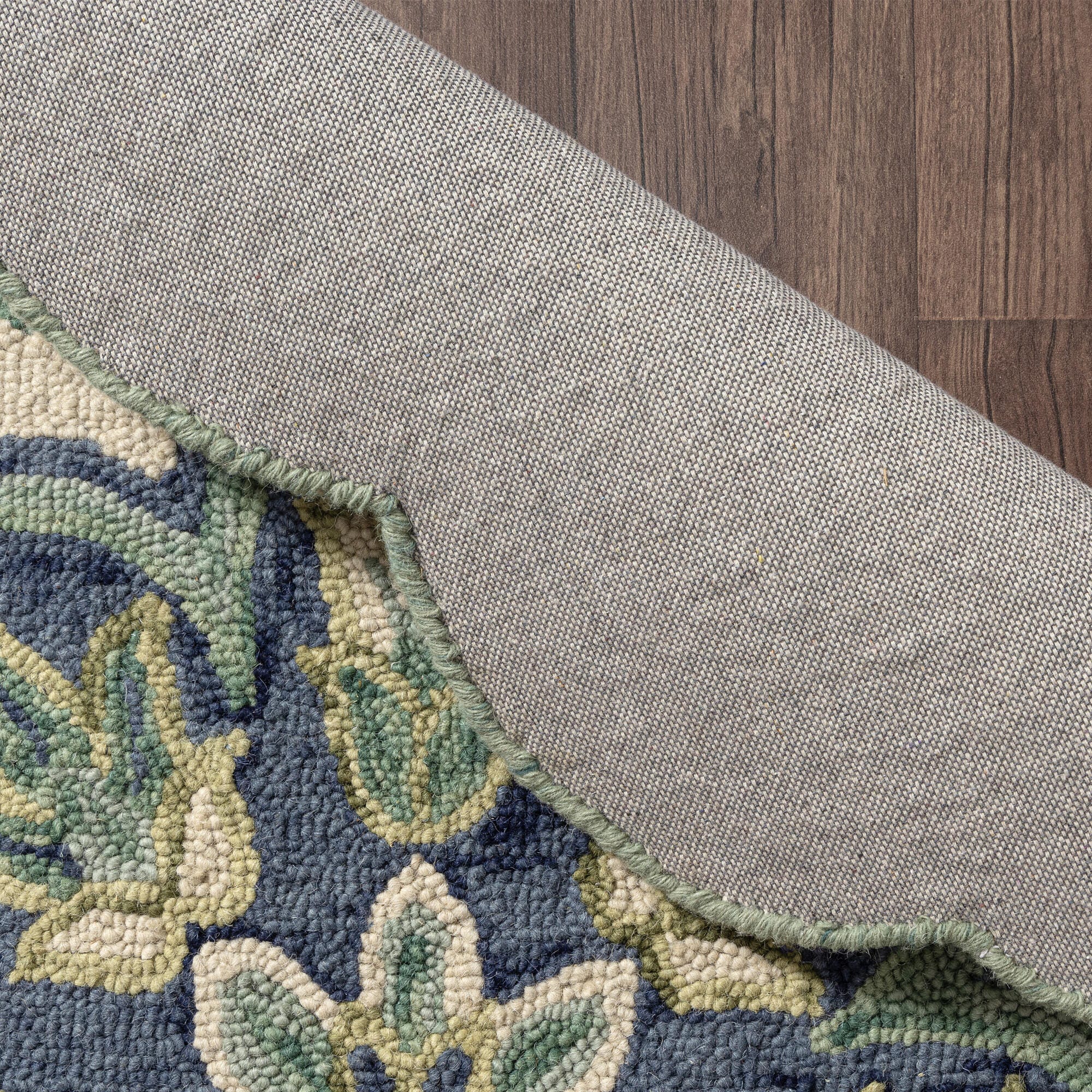 LR Home Textured 8' x 8' Area Rug, Green/Ivory, large