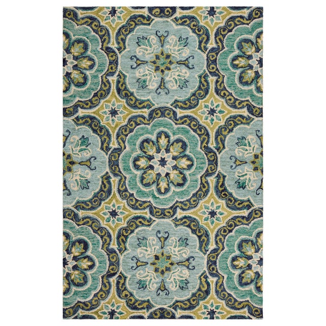 LR Home Garden 5' x 7'9" Area Rug, Green/Ivory