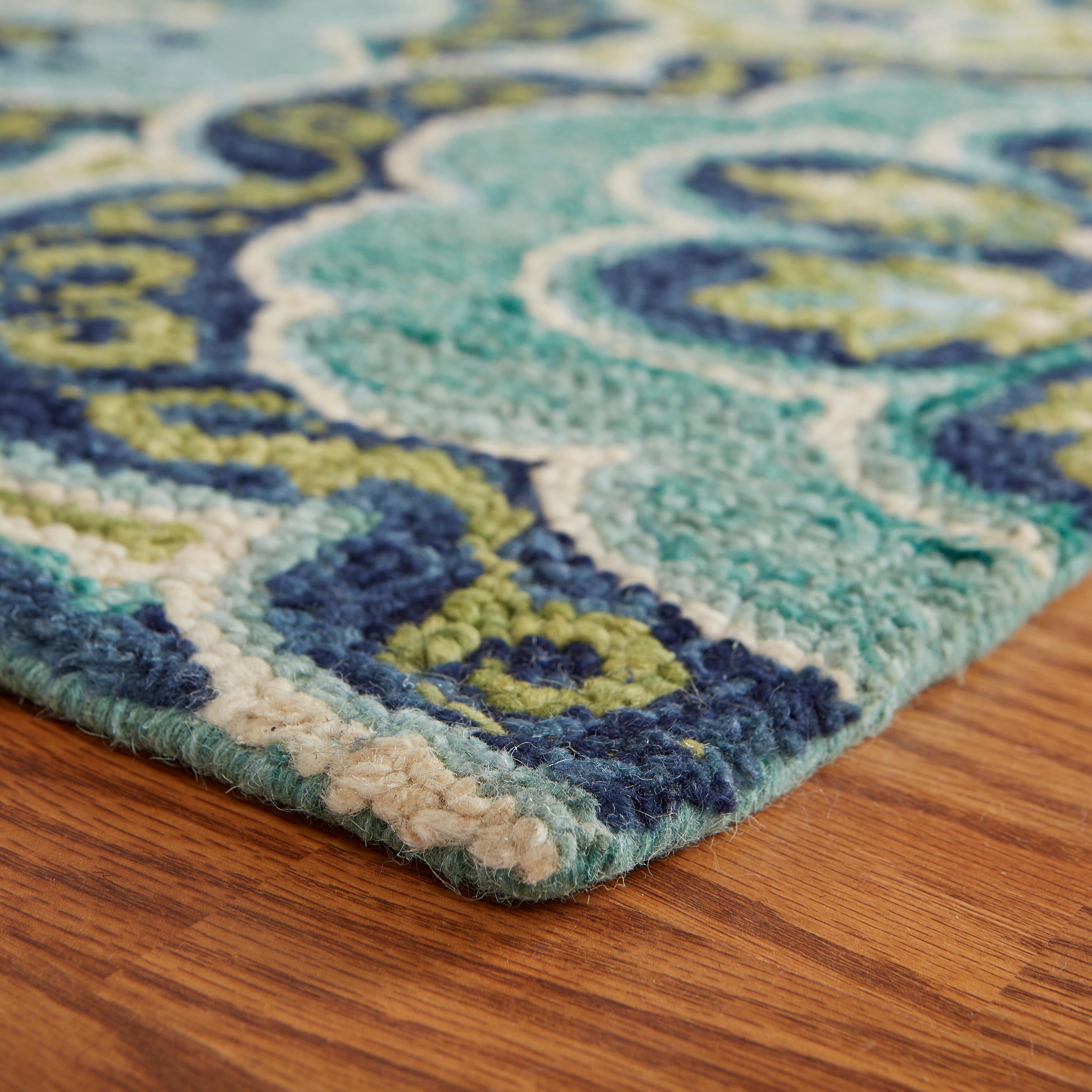 LR Home Garden 5' x 7'9" Area Rug, Green/Ivory, large