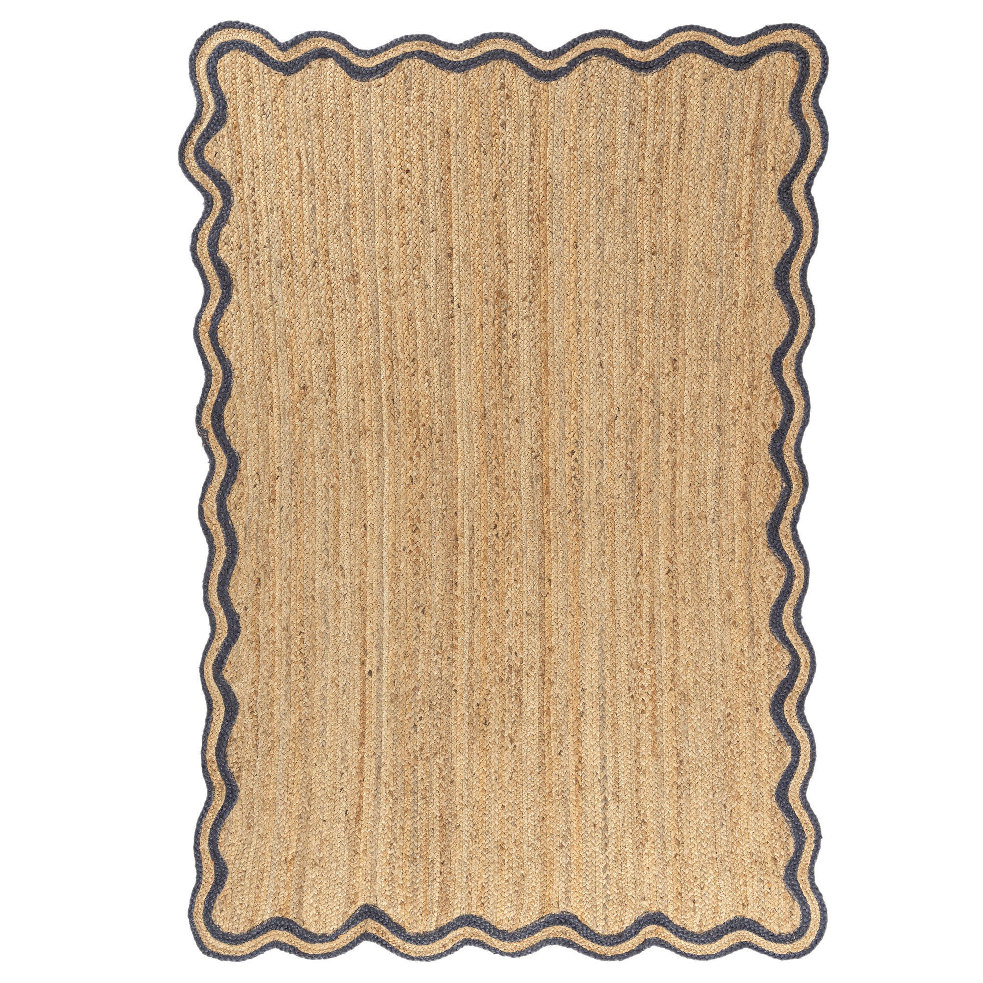 LR Home Hand Braided 5' x 7'9" Area Rug, Natural/Midnight Navy, large