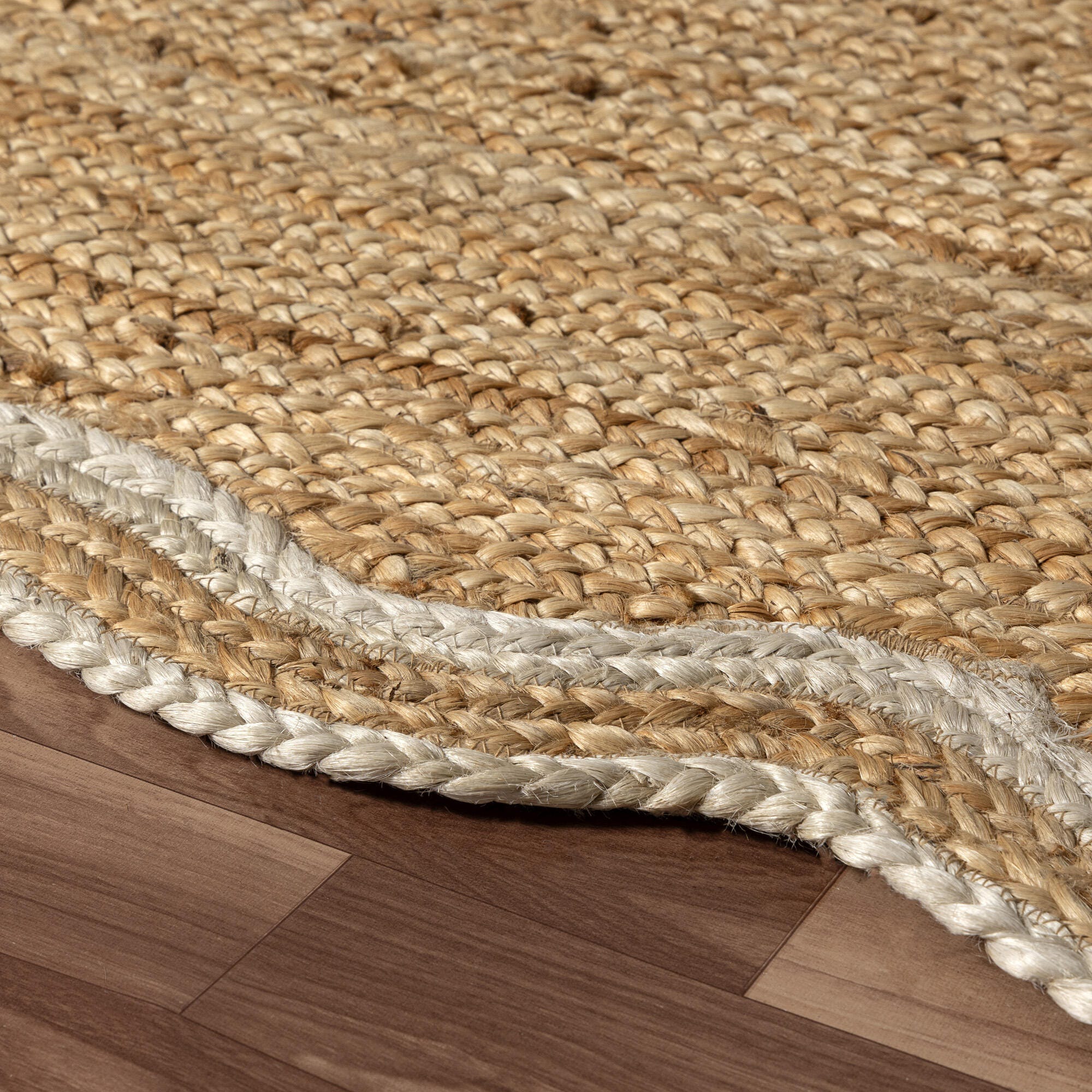 LR Home Hand Braided 7'9" x 9'9" Area Rug, Natural/Ivory, large