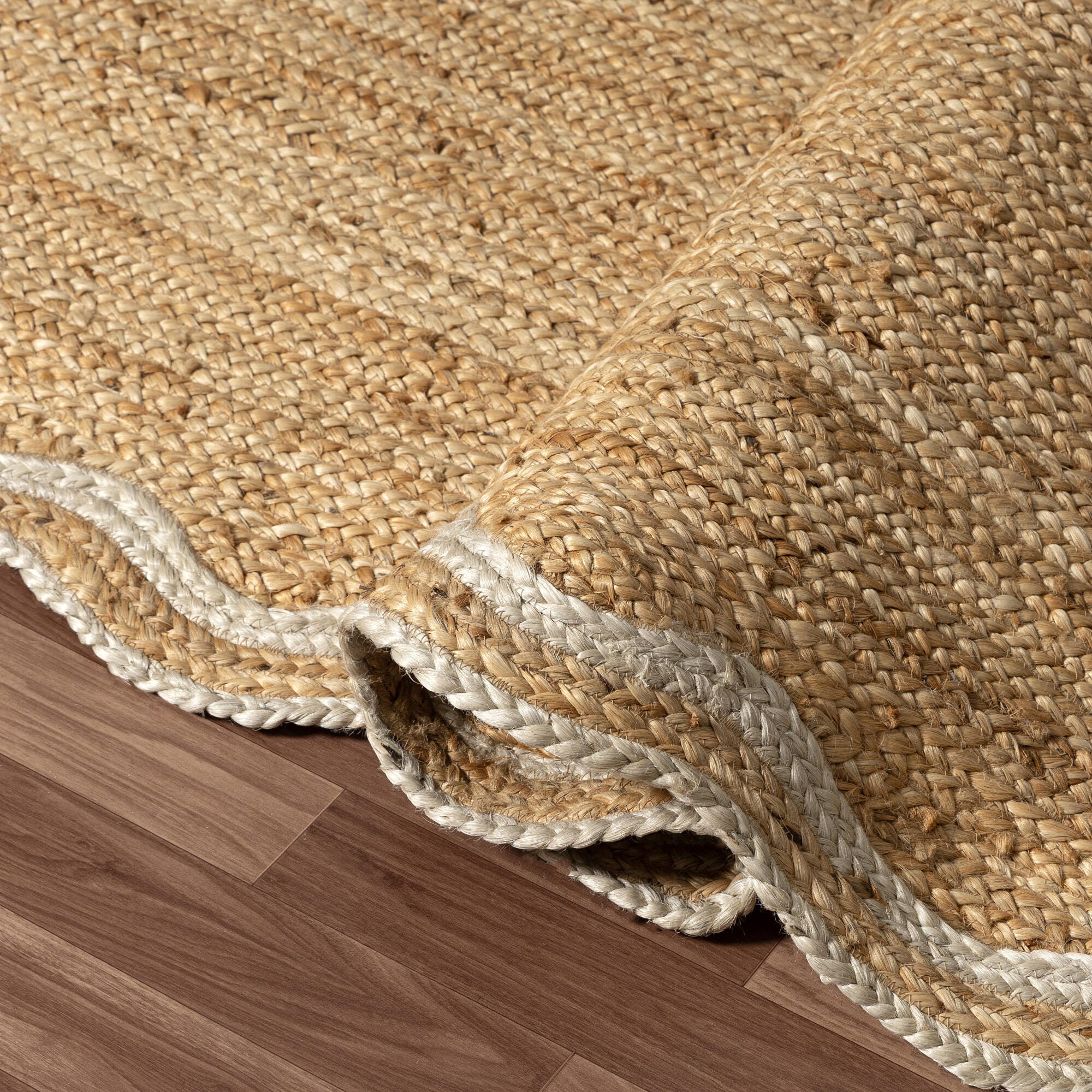 LR Home Hand Braided 7'9" x 9'9" Area Rug, Natural/Ivory, large
