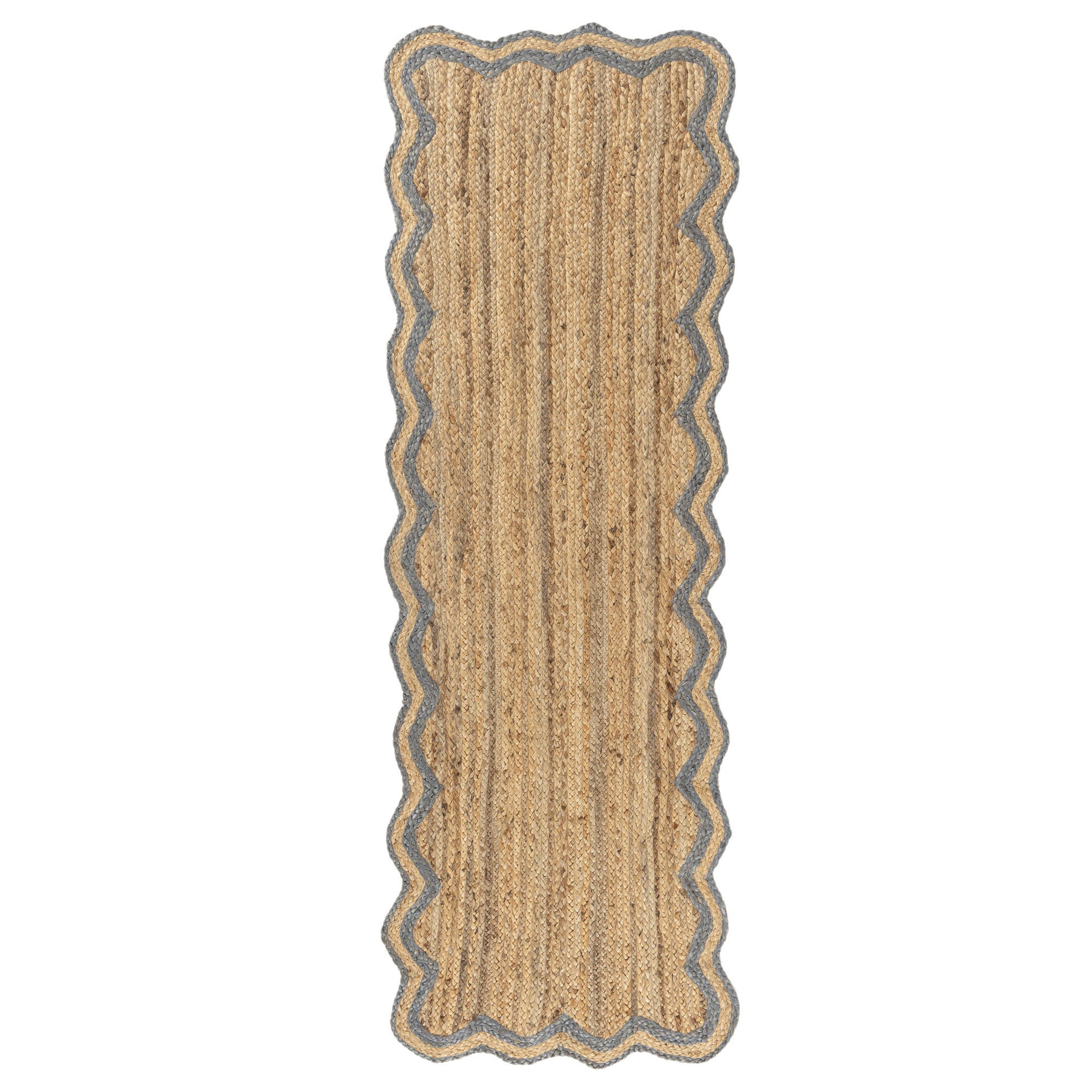 LR Home Hand Braided 2'6" x 7'9" Area Rug, Natural/Denim, large