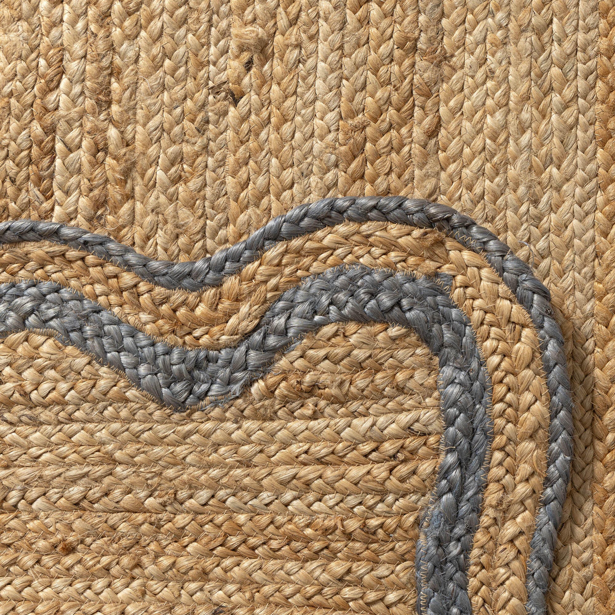 LR Home Hand Braided 2'6" x 7'9" Area Rug, Natural/Denim, large