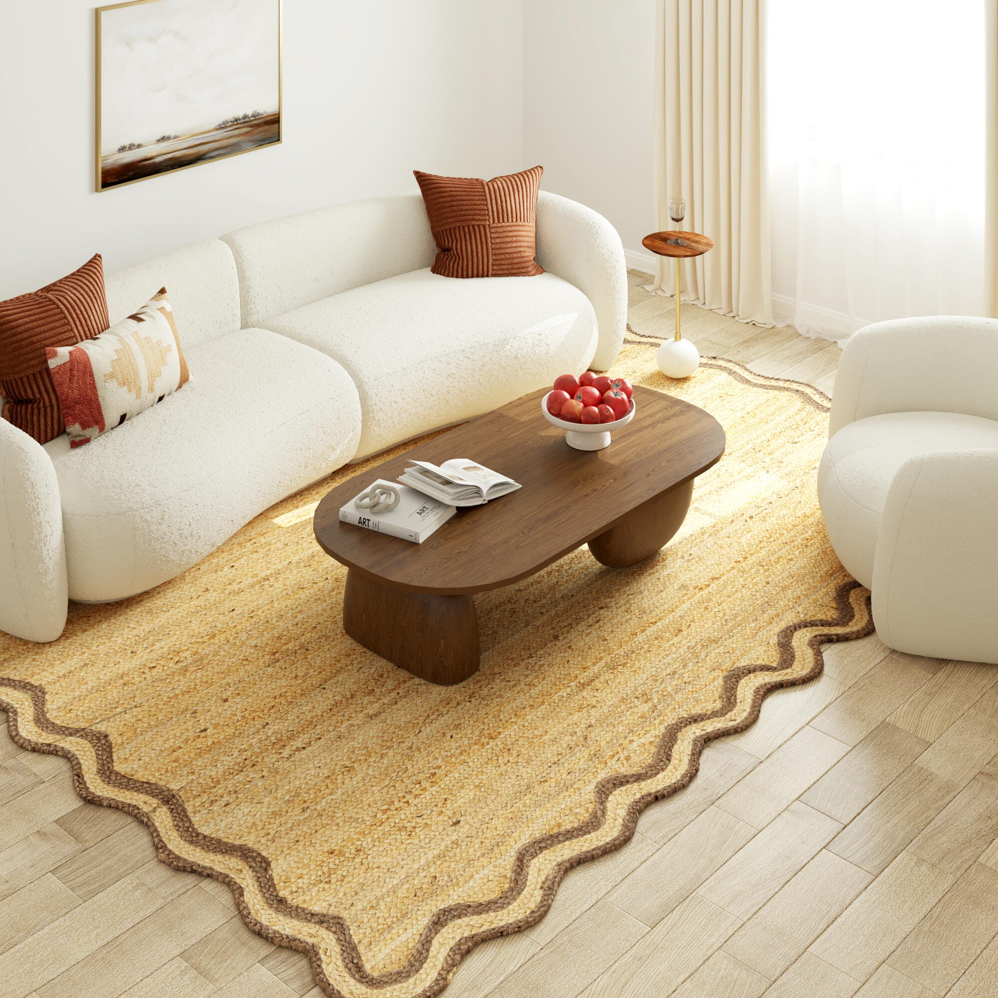 LR Home Hand Braided 5' x 7'9" Area Rug, Natural/Partridge, large