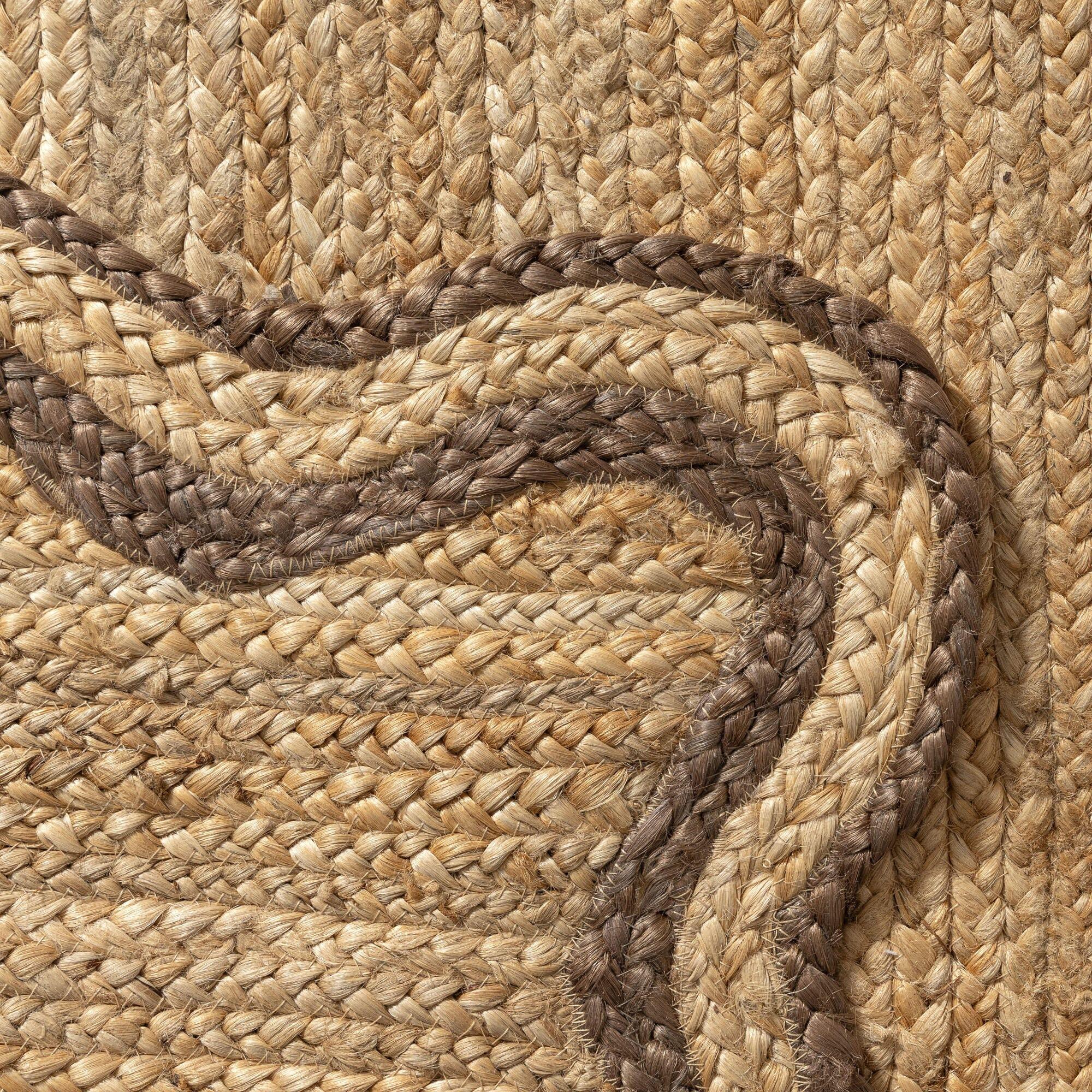 LR Home Hand Braided 5' x 7'9" Area Rug, Natural/Partridge, large