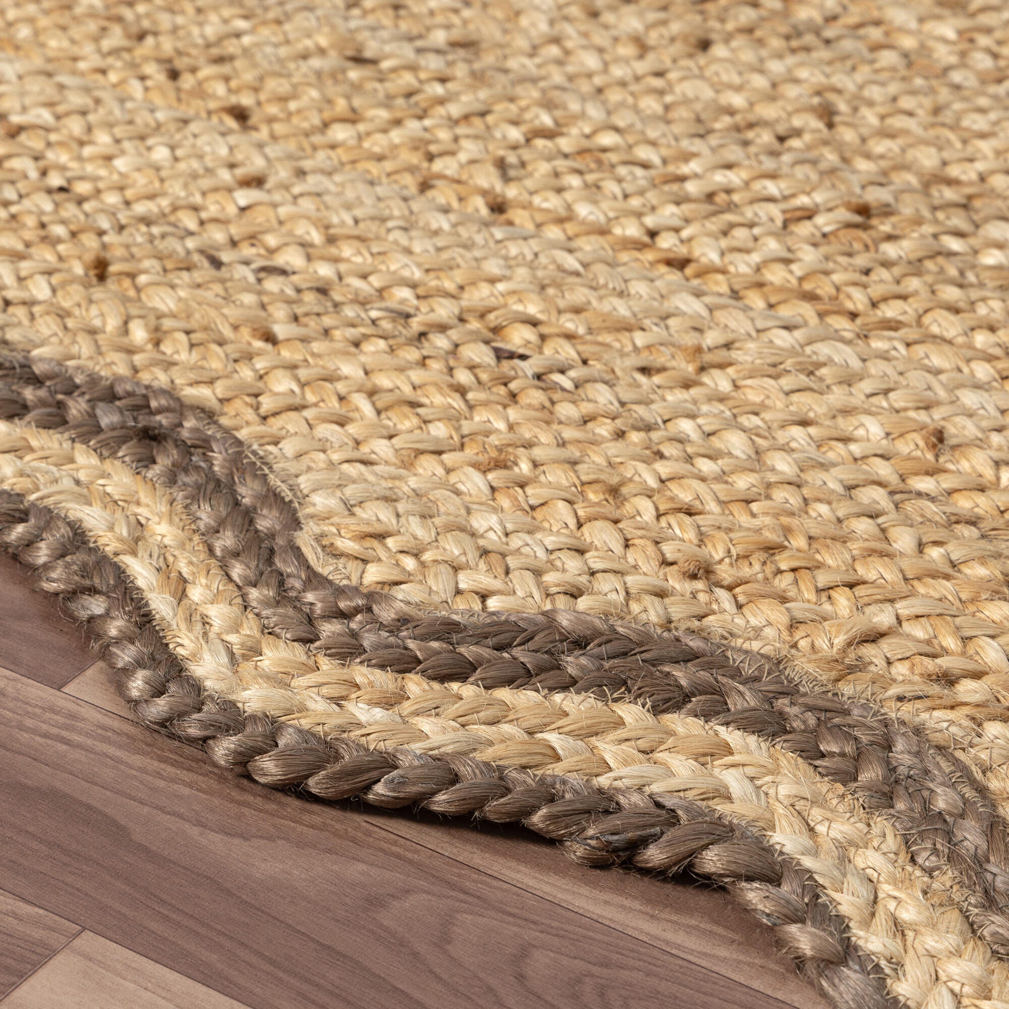 LR Home Hand Braided 5' x 7'9" Area Rug, Natural/Partridge, large