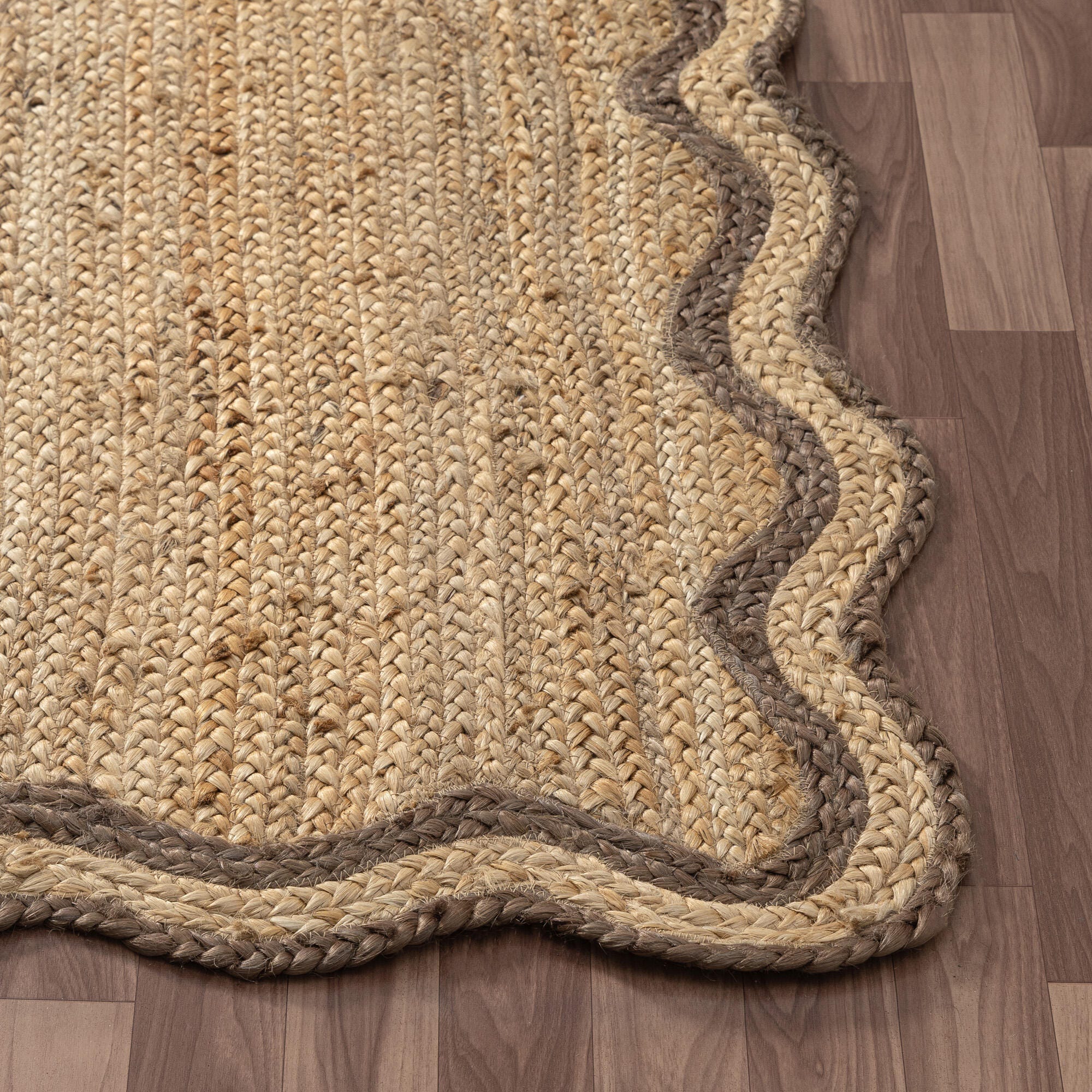 LR Home Hand Braided 5' x 7'9" Area Rug, Natural/Partridge, large