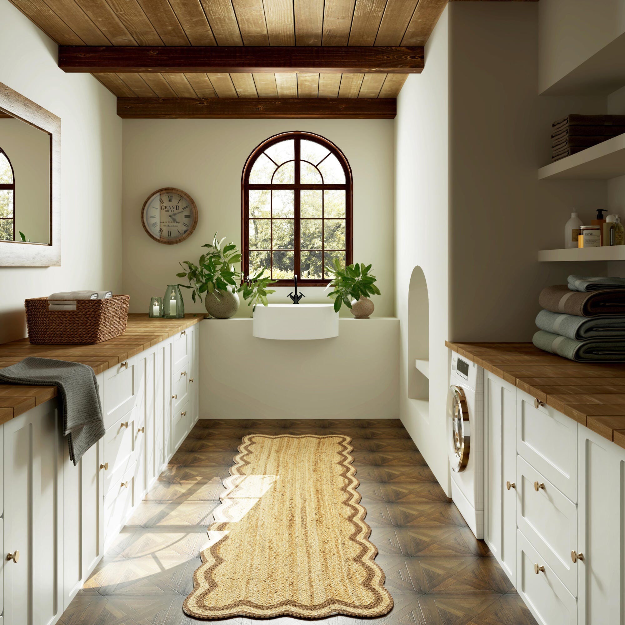 LR Home Hand Braided 2'6" x 7'9" Area Rug, Natural/Partridge, large