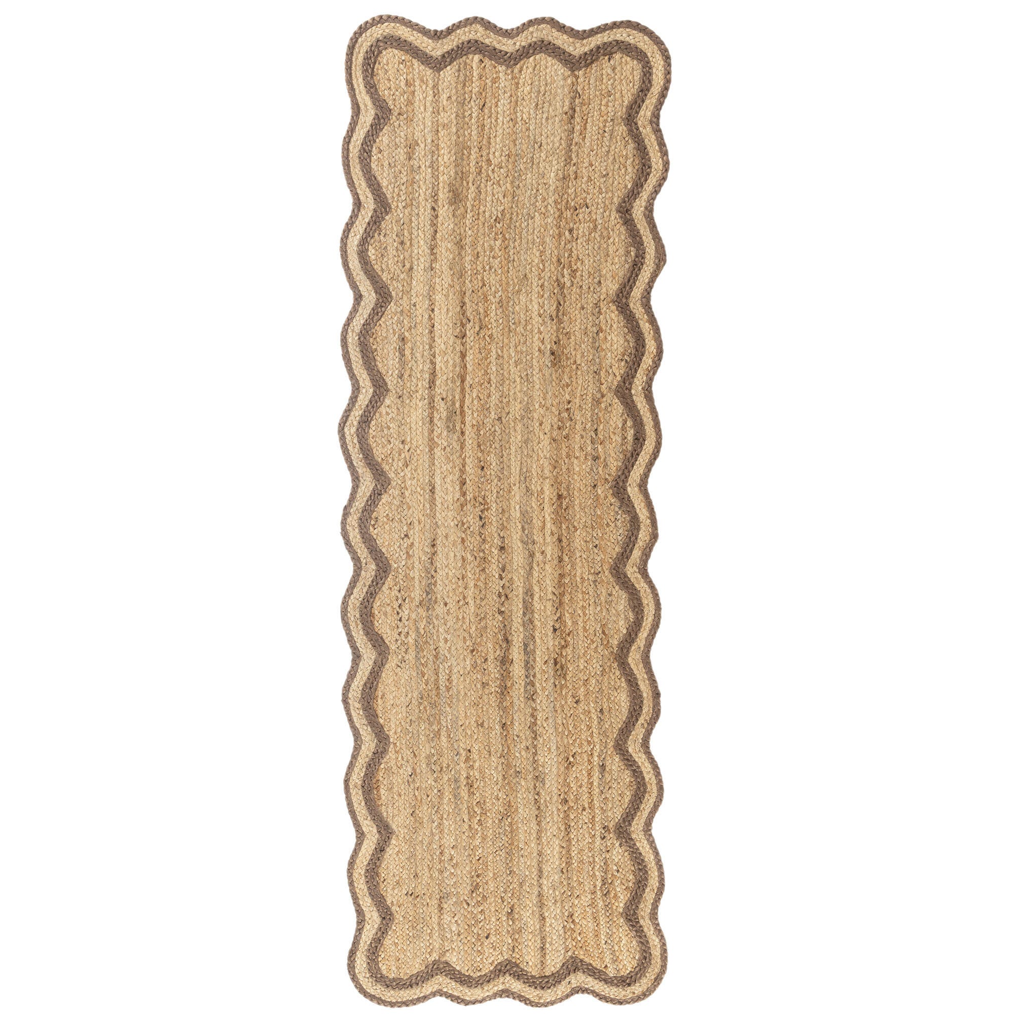 LR Home Hand Braided 2'6" x 7'9" Area Rug, Natural/Partridge, large